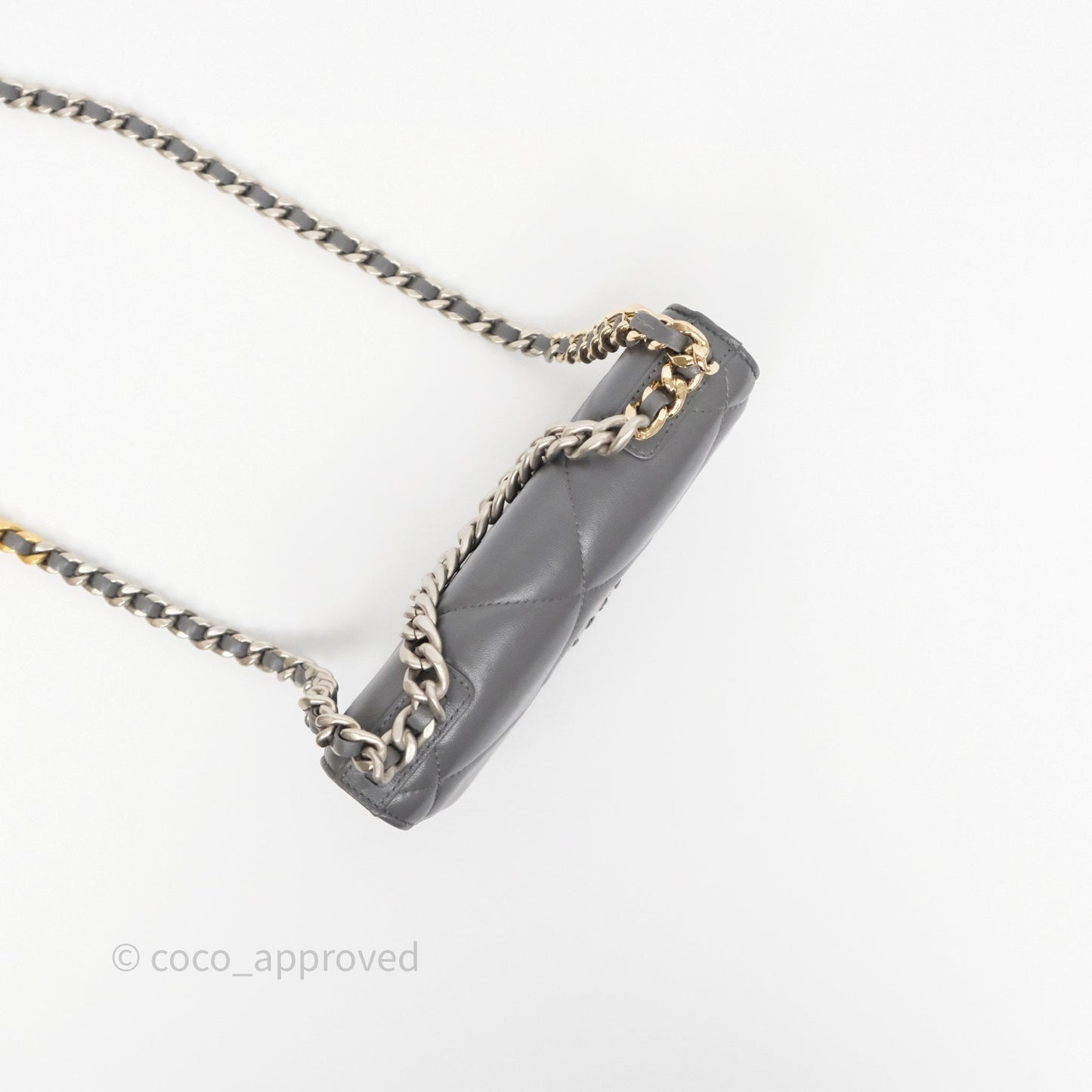 Chanel 19 Wallet on Chain WOC Grey Lambskin Mixed Hardware