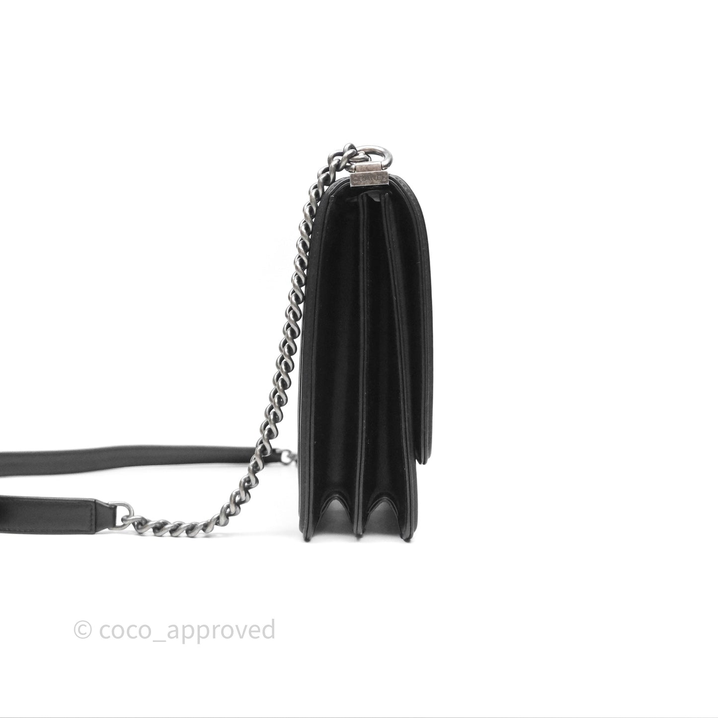 Chanel Quilted North South Boy Flap Black Calfskin Ruthenium Hardware