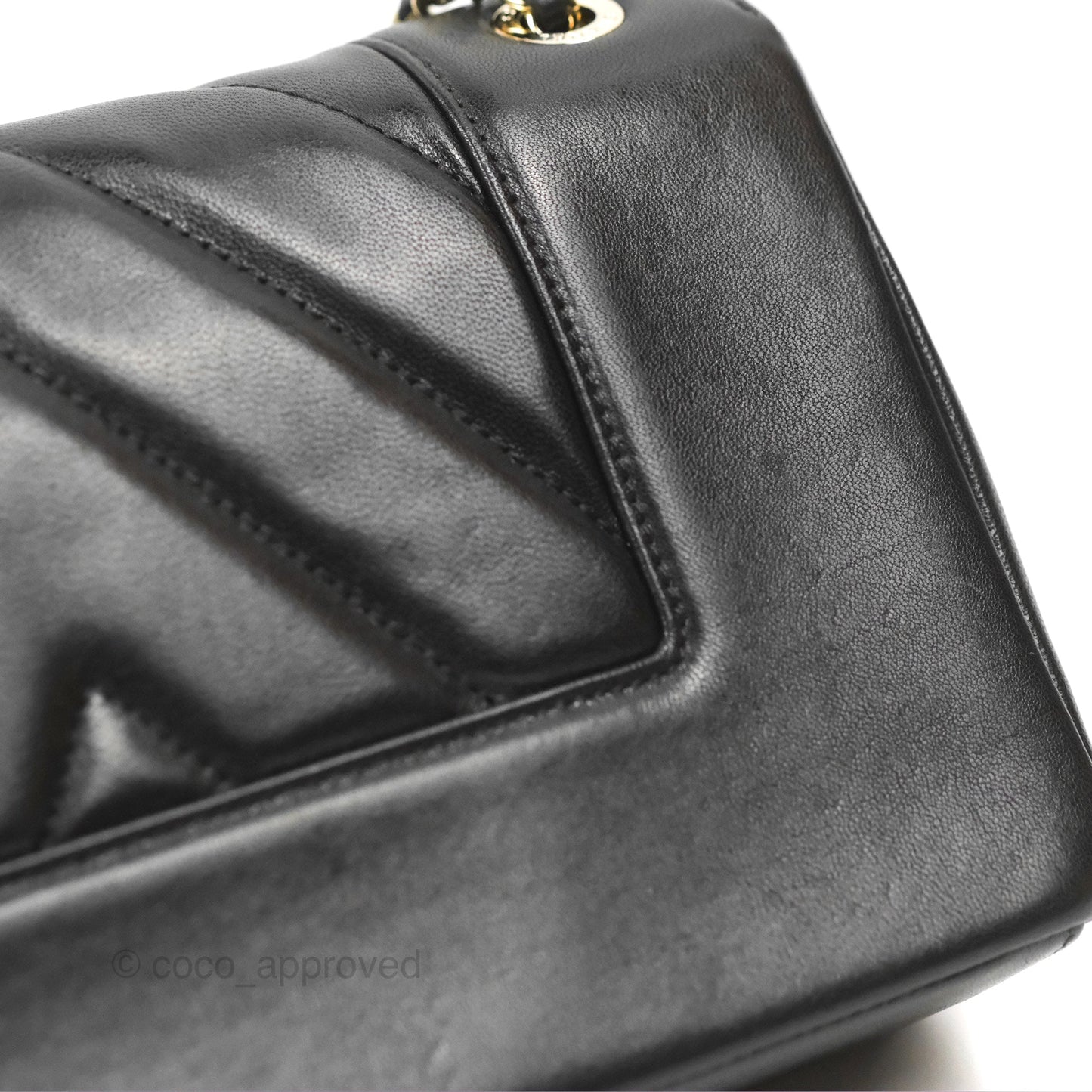 Chanel Chevron Mademoiselle Flap Bag Black Sheepskin Gold Hardware