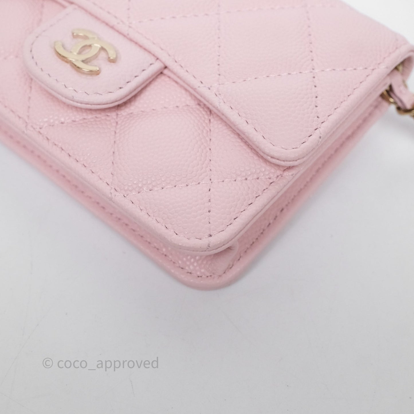 Chanel Mini Clutch With Chain Light Pink Caviar Gold Hardware