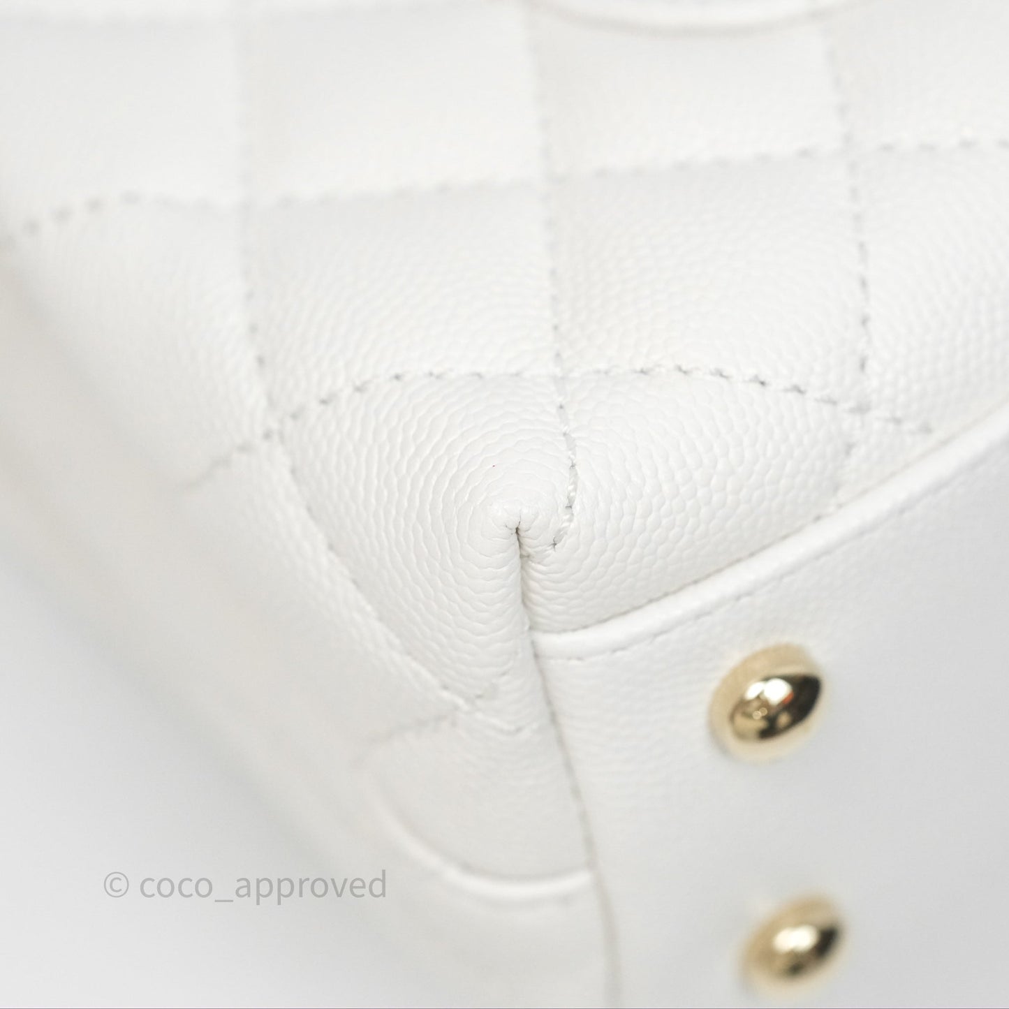 Chanel Small Coco Handle Quilted White Caviar Gold Hardware