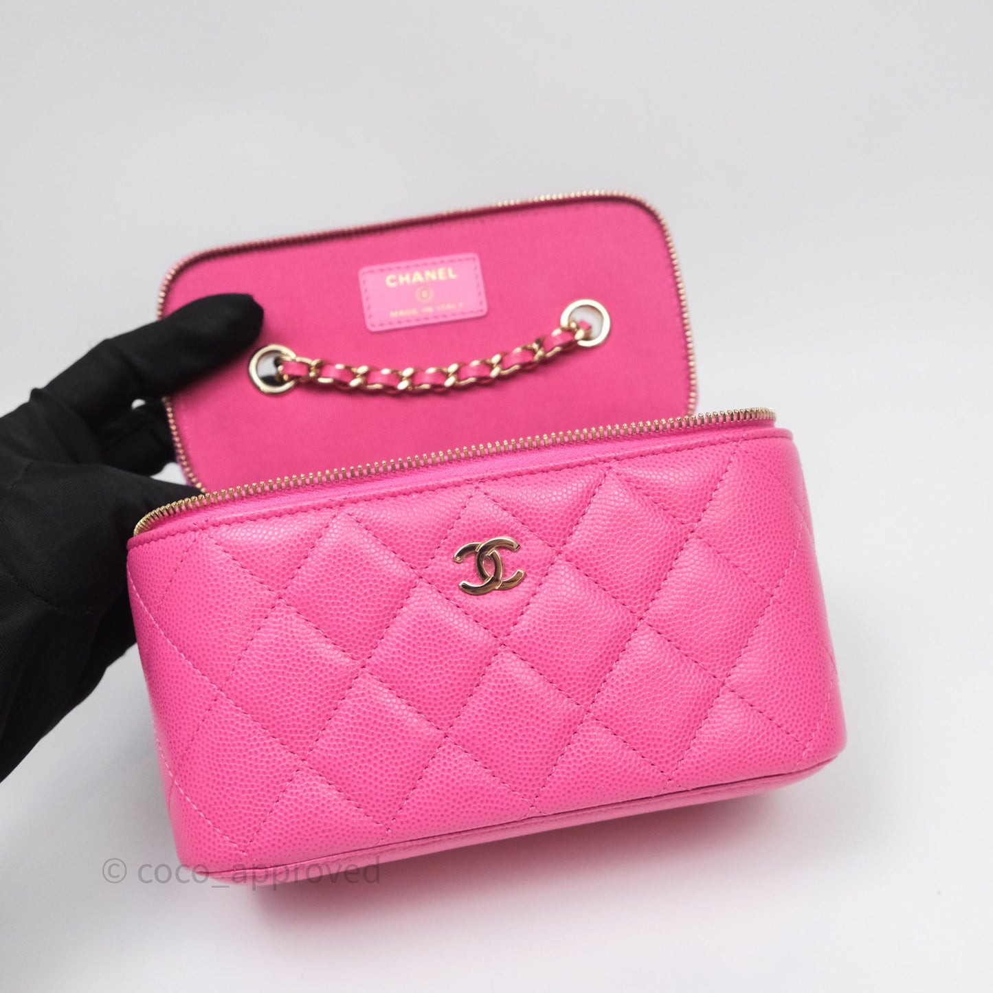 Chanel Classic Vanity With Chain Pink Caviar Gold Hardware