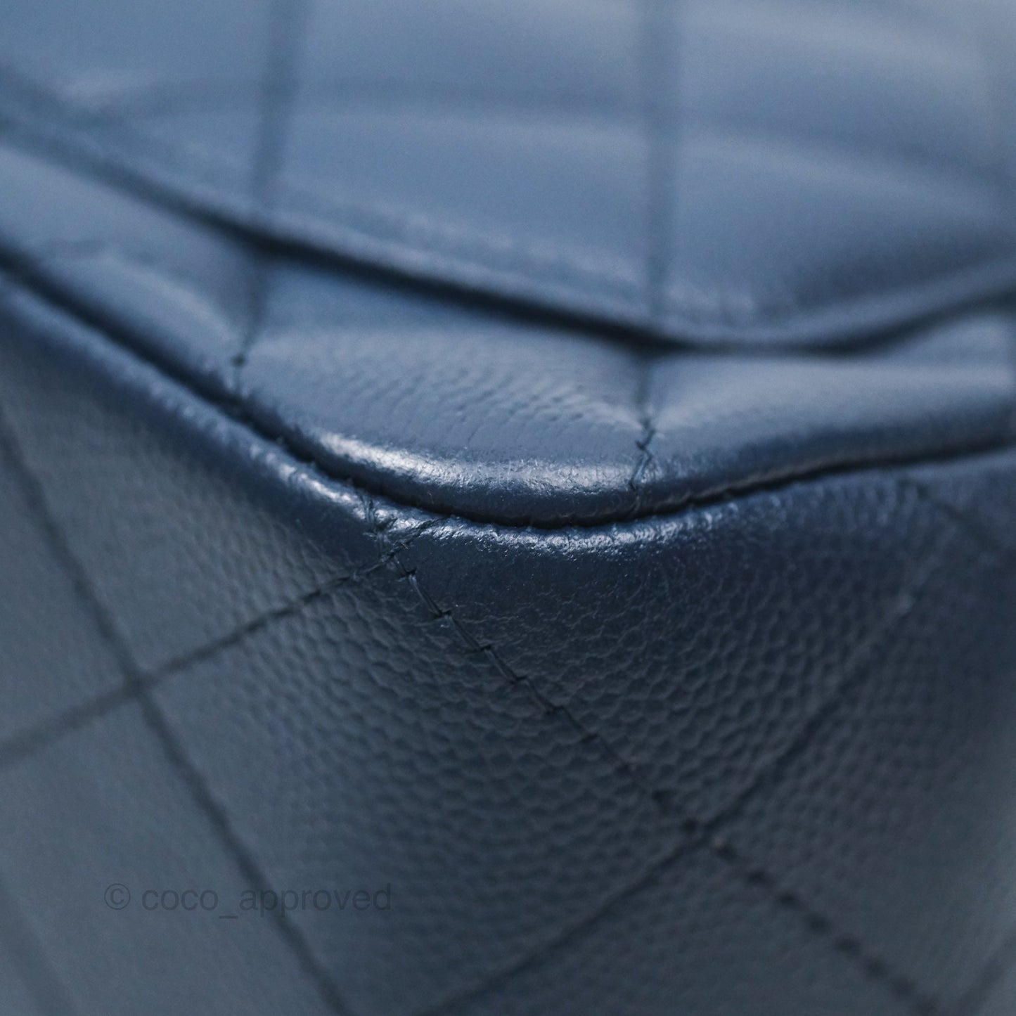 Chanel Mini Square Flap Quilted Navy Caviar Silver Hardware