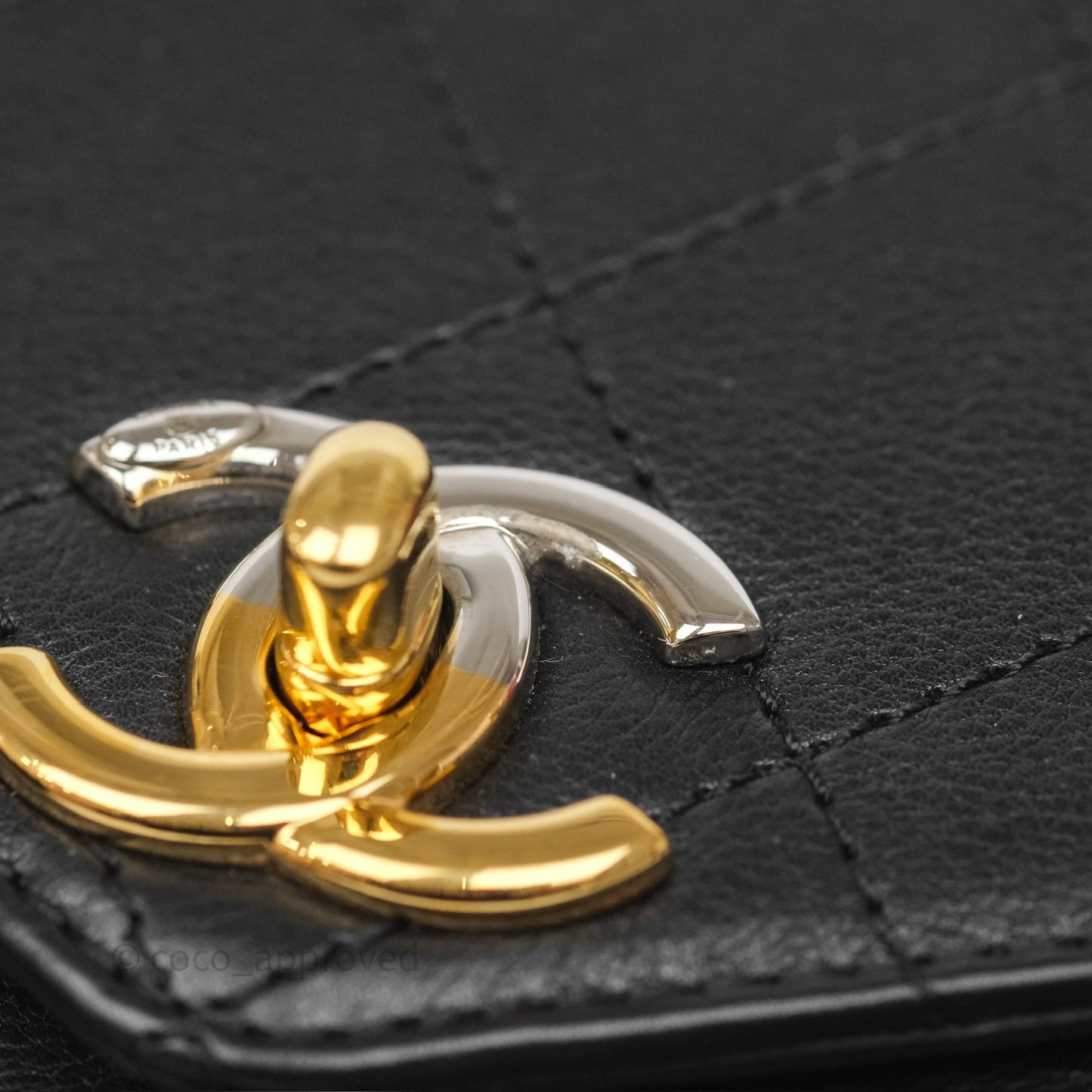 Chanel Small Precious Union Flap Black Calfskin Gold & Silver Hardware