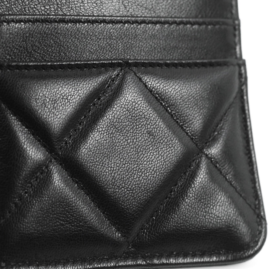 Chanel 19 Phone Holder Long Zip Wallet Black Goatskin Gold Hardware