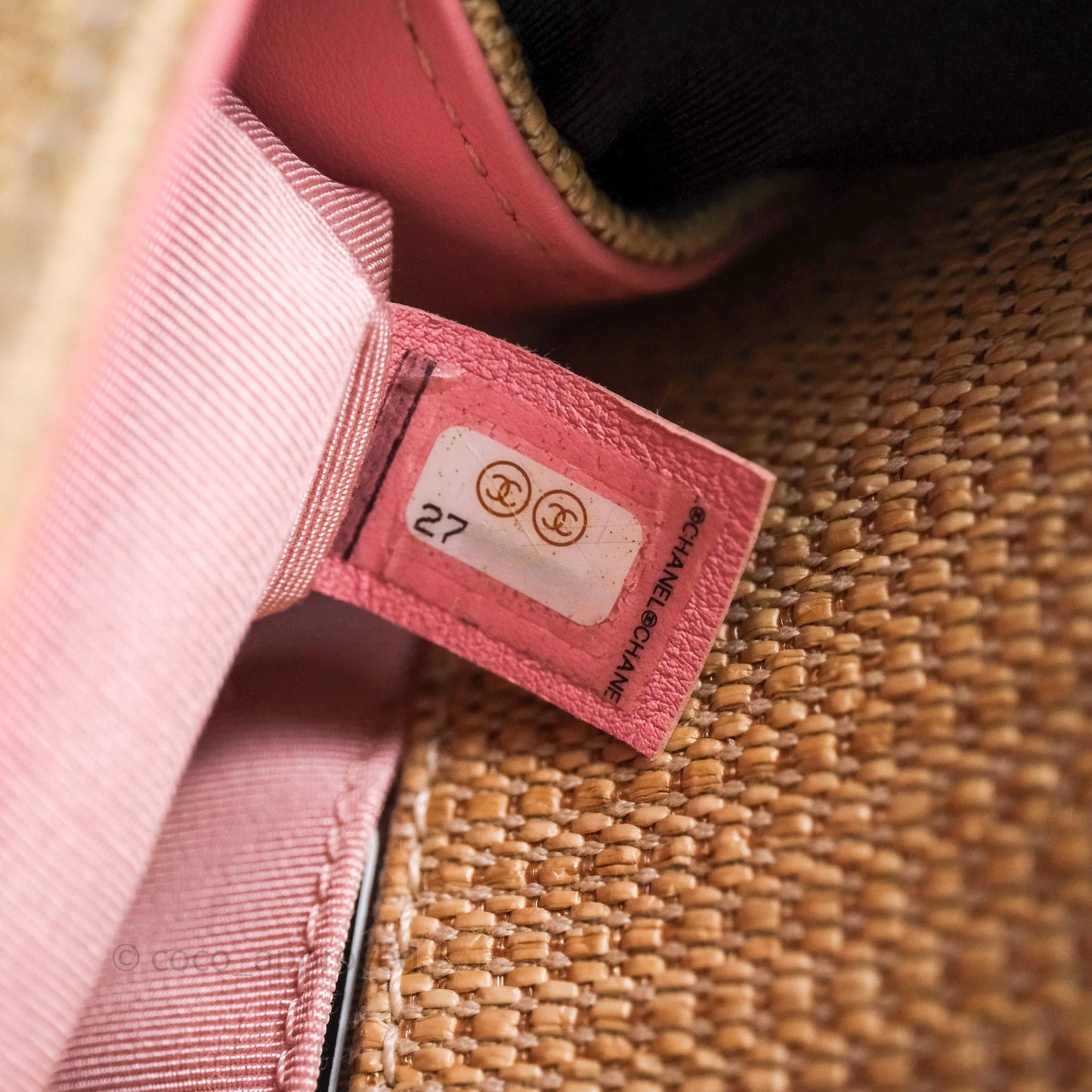 Chanel Small Boy Chevron Raffia Metallic Pink Aged Gold Hardware
