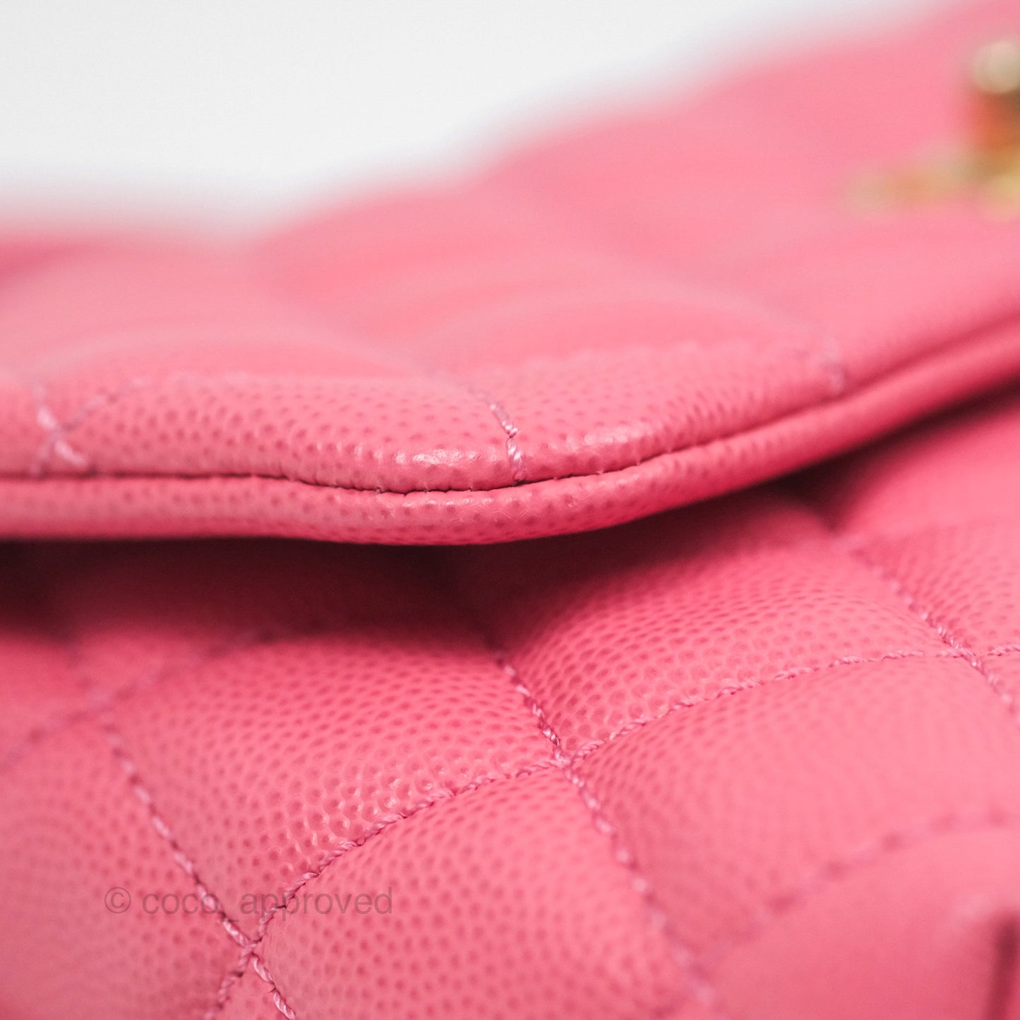 Chanel Small Coco Handle Quilted Pink Caviar Aged Gold Hardware Lizard Handle