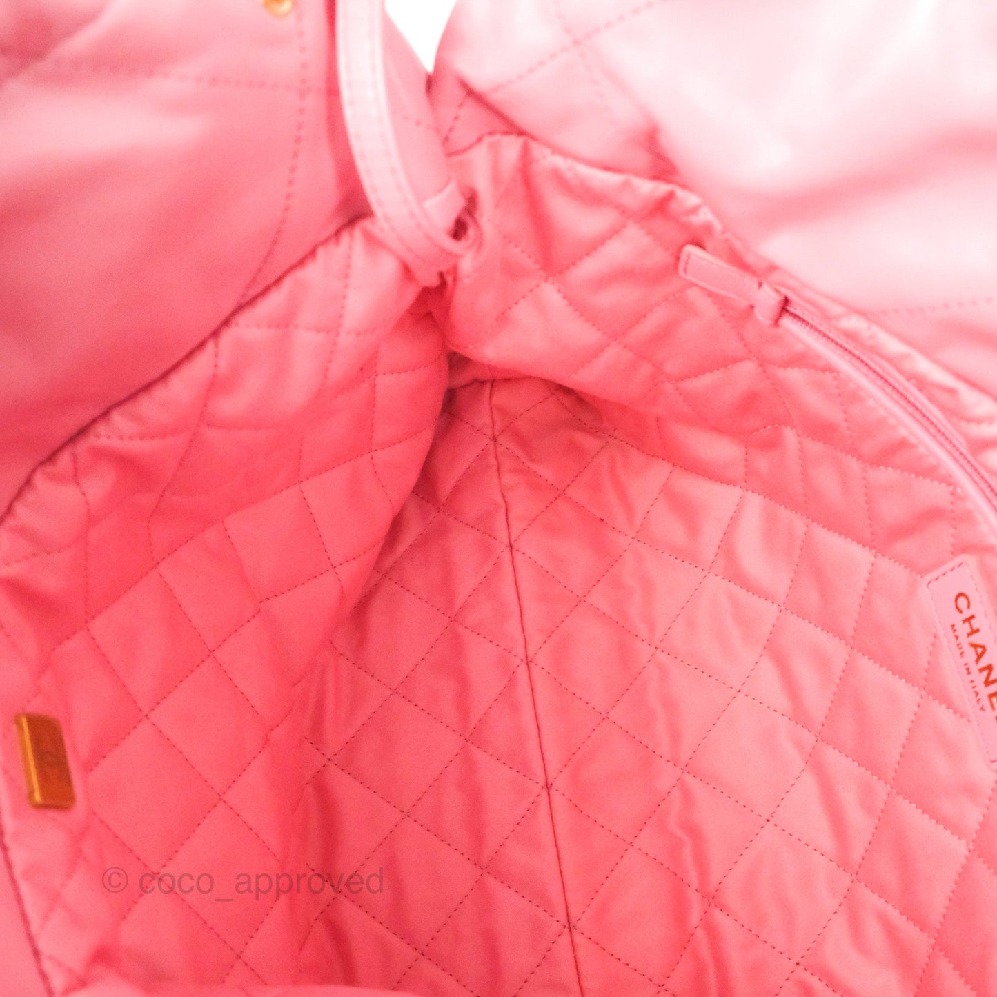 Chanel 22 Small  Light Pink Shiny Calfskin Aged Gold Hardware
