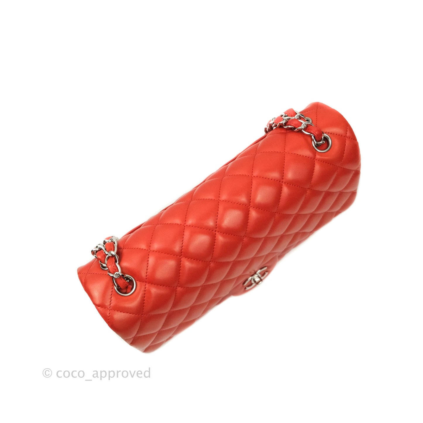 Chanel Jumbo Double Flap Red Lambskin Silver Hardware⁣⁣