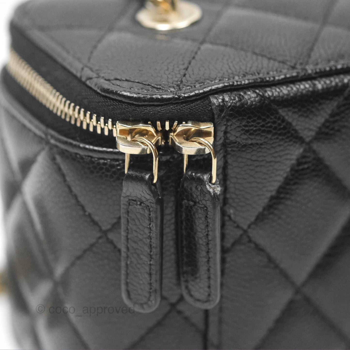 Chanel Vanity Rectangular With Chain Black Caviar Gold Hardware
