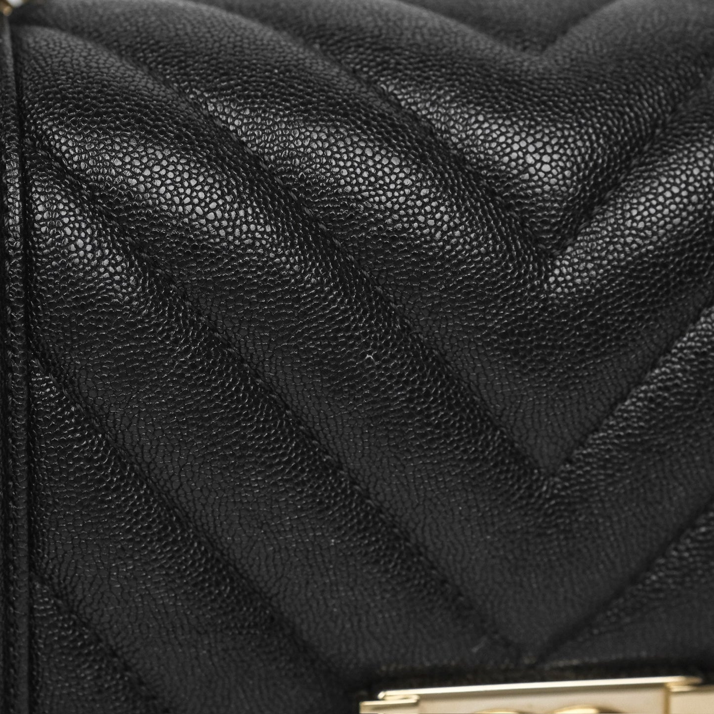Chanel Small Boy Chevron Black Caviar Gold Hardware