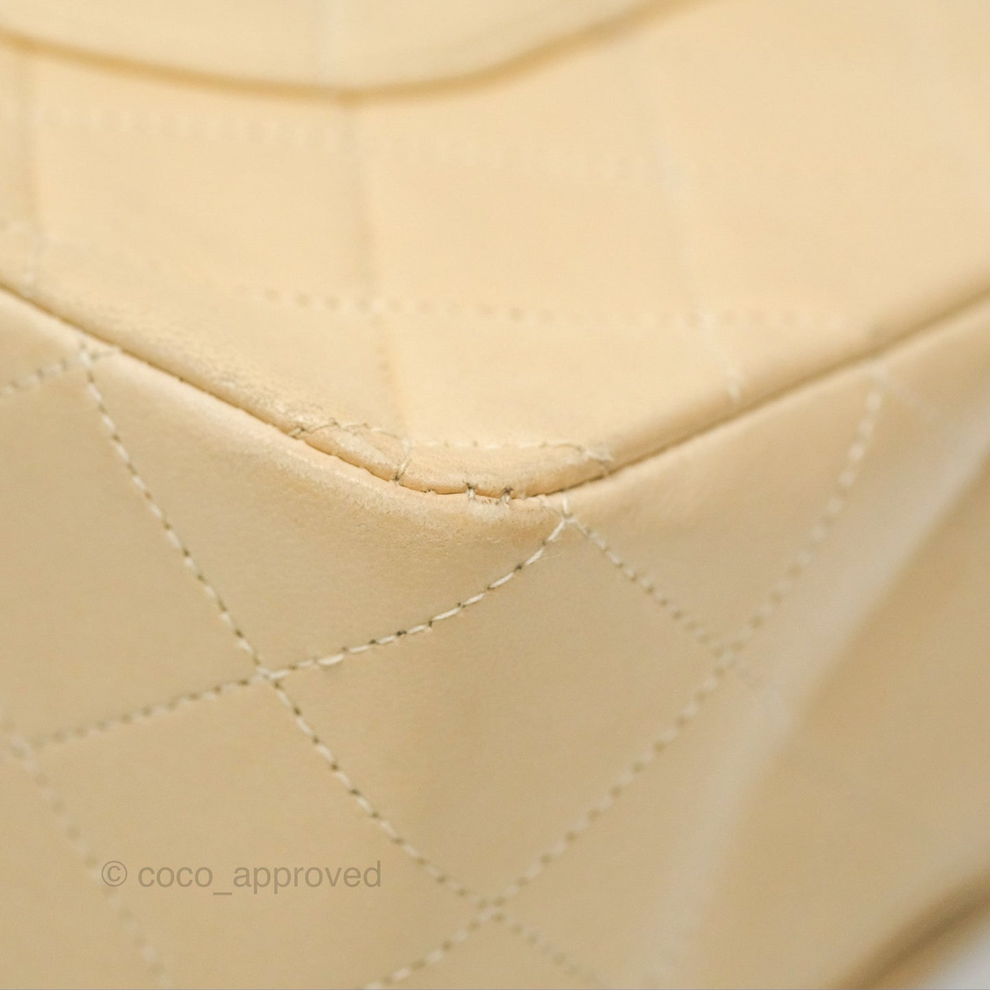 Chanel Vintage Medium Classic Flap Beige Lambskin 24K Gold Hardware
