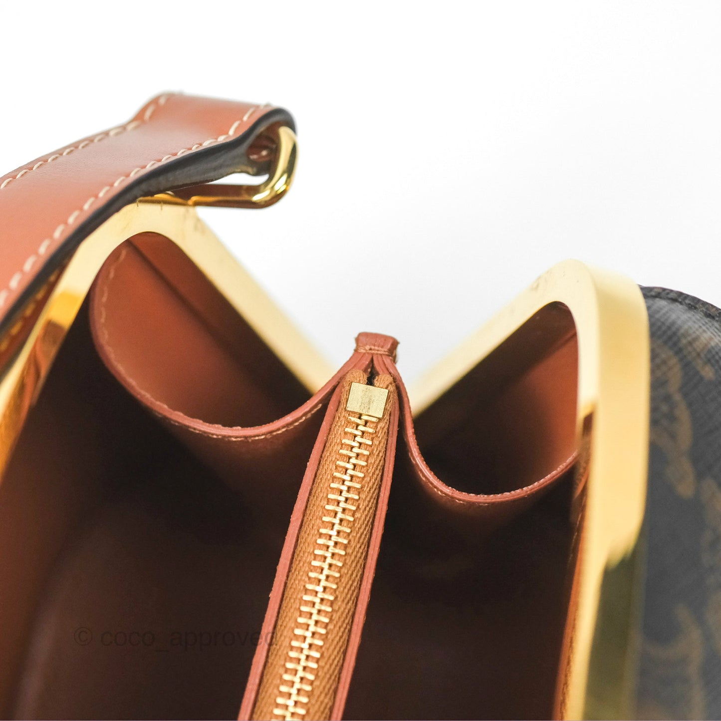 Celine Lunch Box Bag Triomphe Canvas Tan