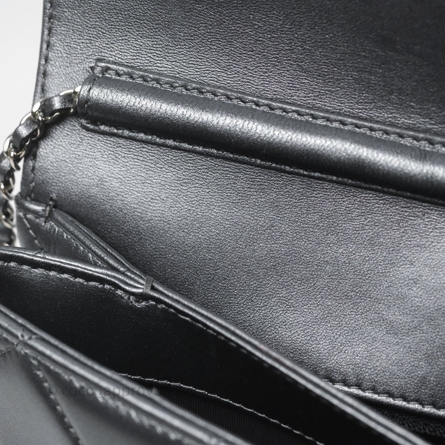 Chanel Clutch with Chain Metallic Dark Grey Silver Hardware