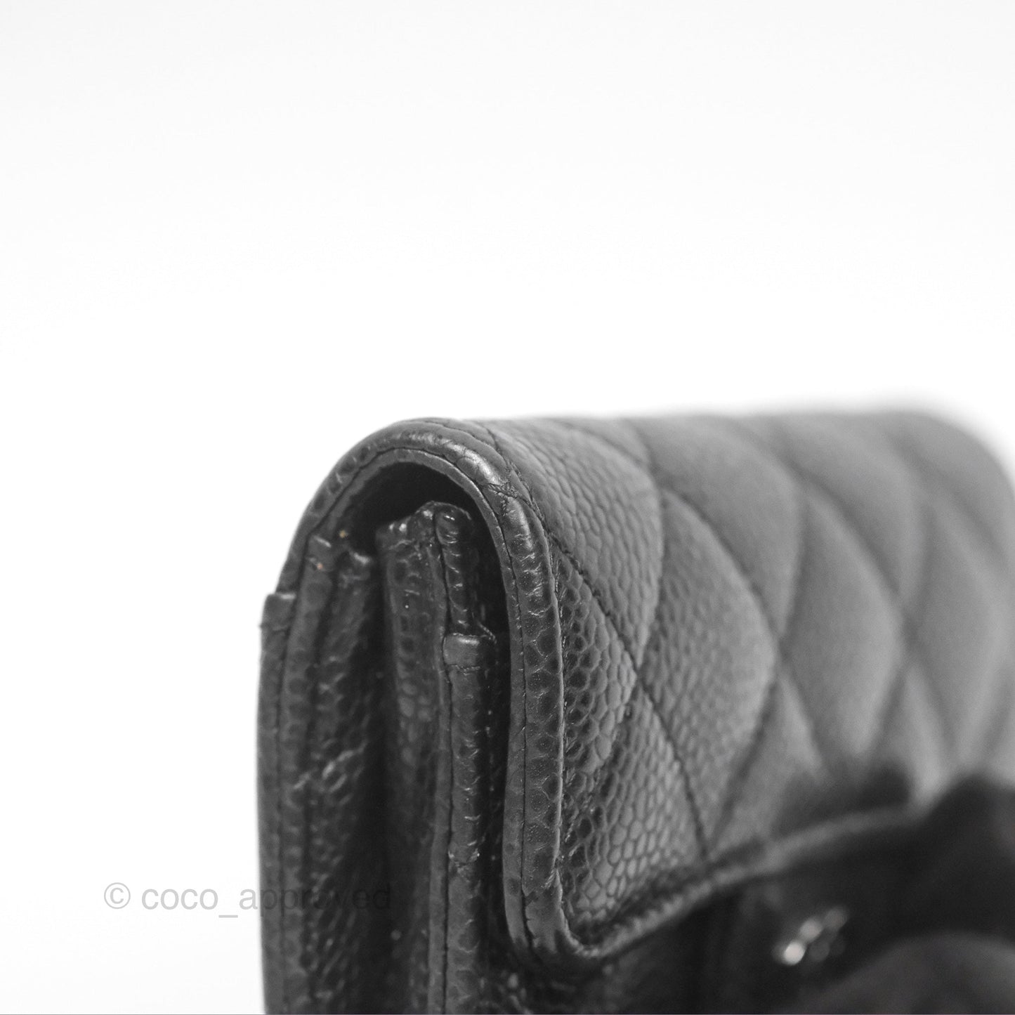 Chanel Classic Quilted Flap Card Holder Black Caviar Silver Hardware