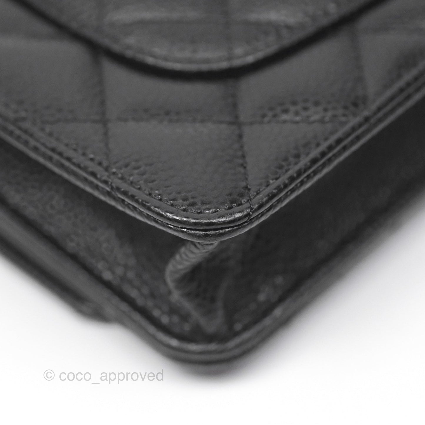 Chanel Classic Wallet On Chain WOC Quilted Black Caviar Silver Hardware