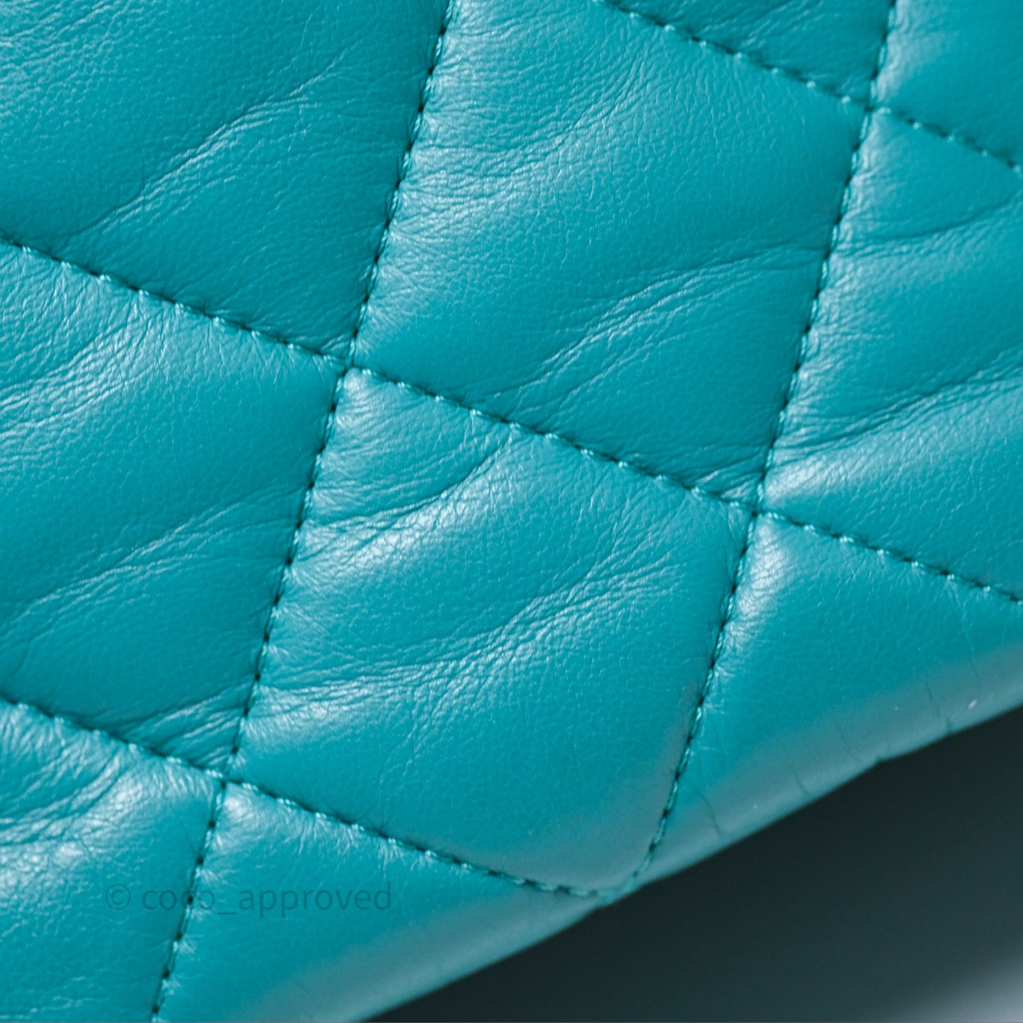 Chanel Pearl CC Drawstring Bucket Bag Teal Green Lambskin Gold Hardware