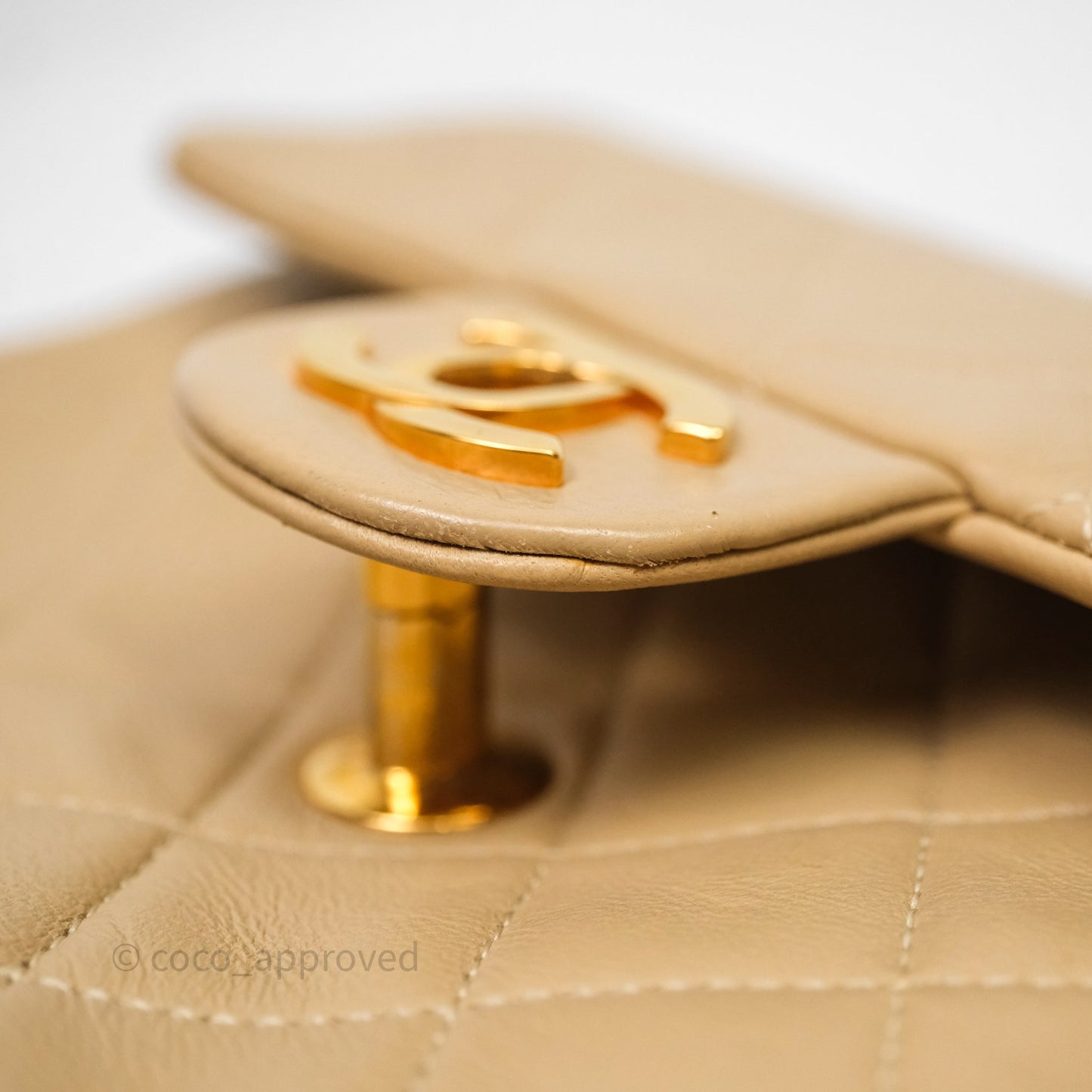 Chanel Vintage Mini Flap Bag Beige Lambskin Gold Hardware