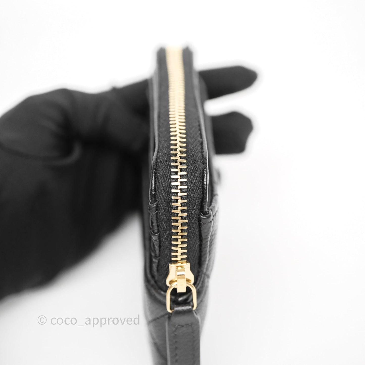 Chanel Quilted Classic Zip Card Holder Wallet Black Caviar Gold Hardware