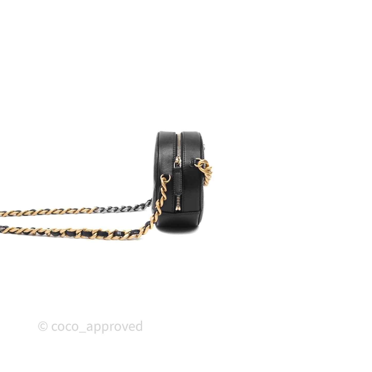 Chanel 19 Round Clutch With Chain Black Mixed Hardware