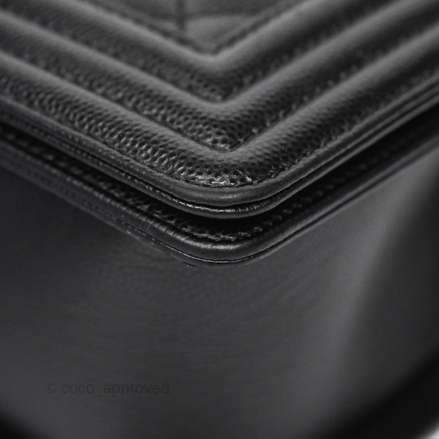 Chanel Medium Boy Quilted Black Caviar Ruthenium Hardware