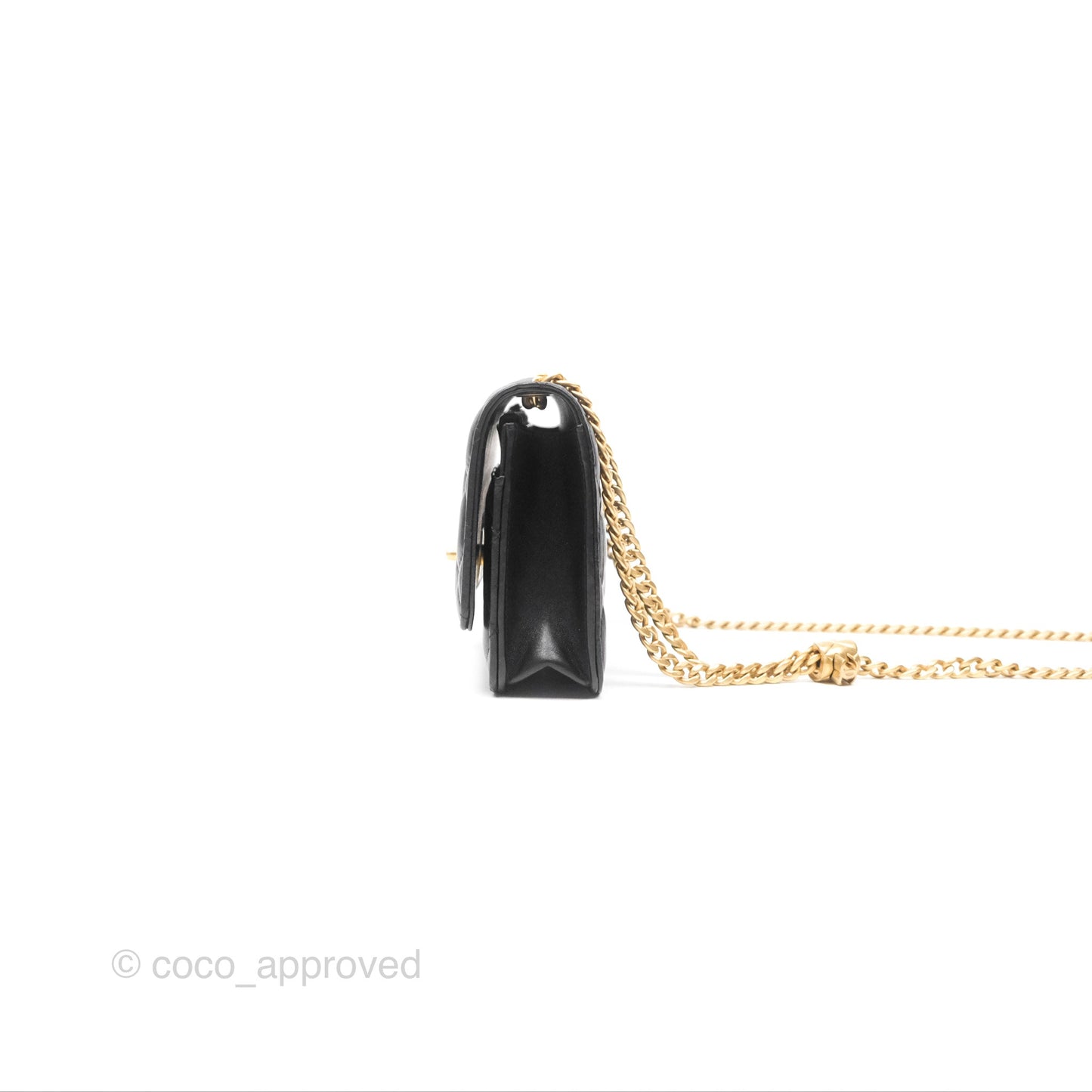 Chanel All Slide Wallet on Chain WOC Adjustable Chain Quilted Black Lambskin 22K