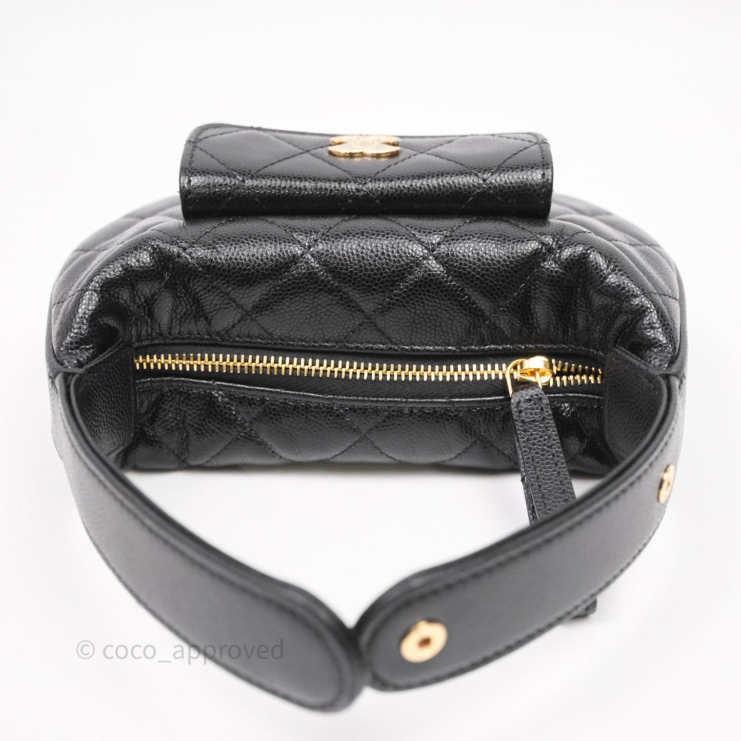 Chanel Quilted Polly Pocket Hobo Bag Caviar Black Gold Hardware