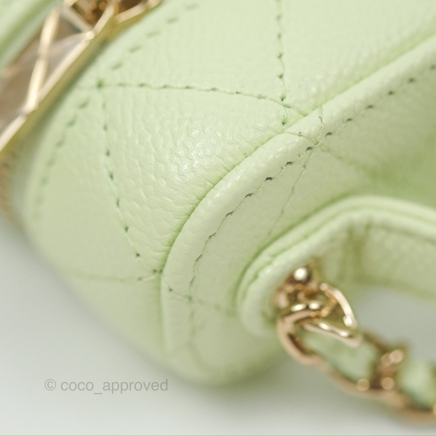 Chanel Quilted Small Handle With Care Vanity Case With Chain Green Caviar Gold Hardware