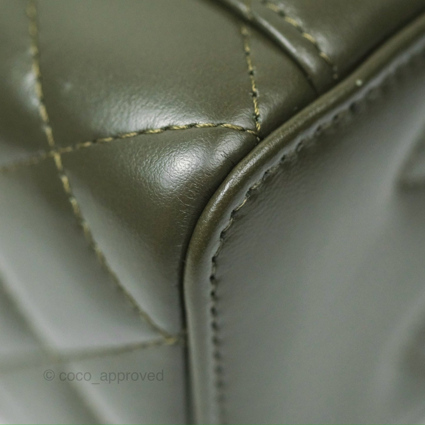 Chanel All Slide Vanity with Adjustable Chain Dark Olive Green Lambskin Aged Gold Hardware