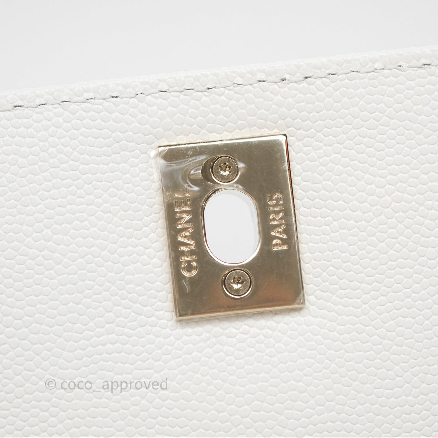 Chanel Small Coco Handle Quilted White Caviar Gold Hardware