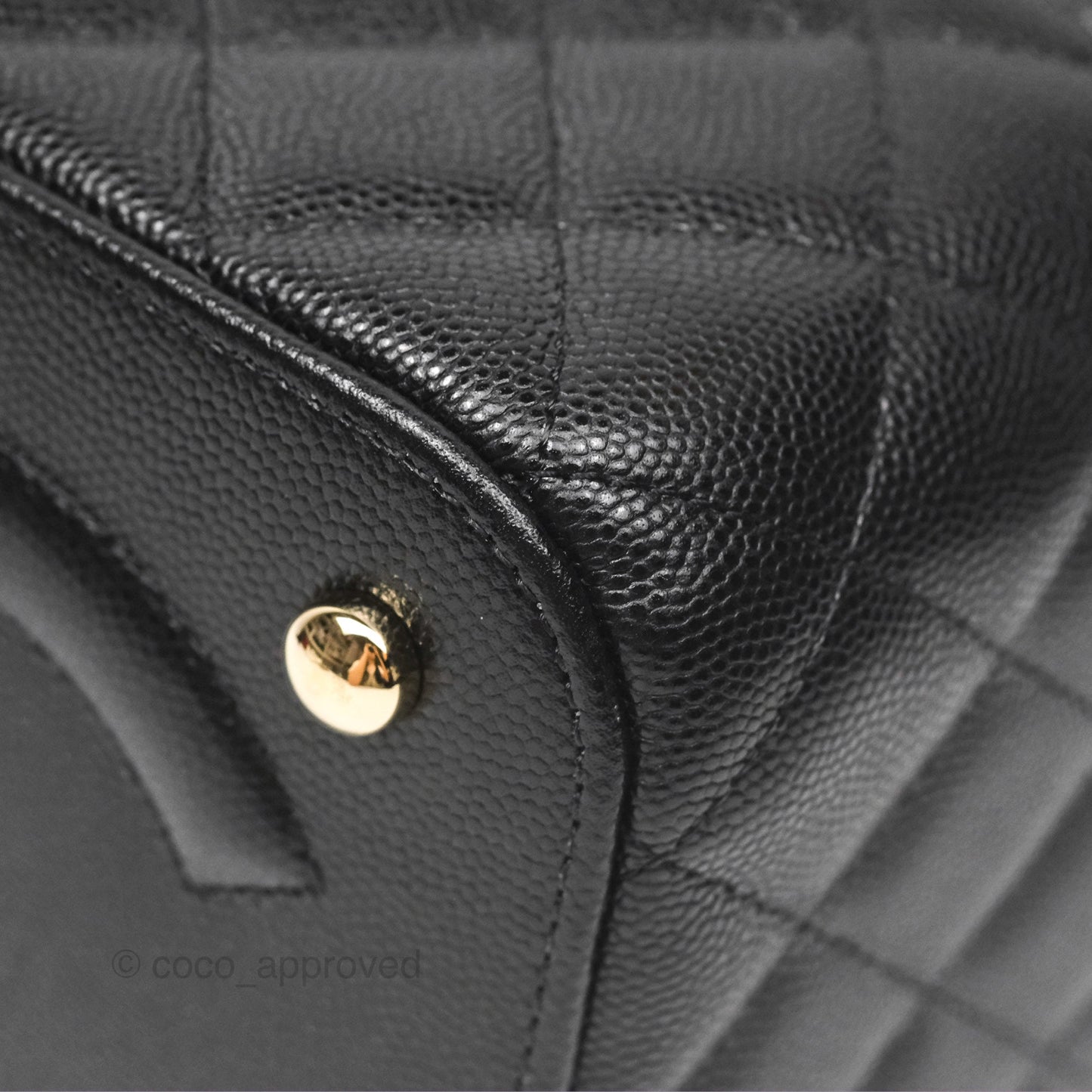 Chanel Quilted Top Handle Vanity Case Black Caviar Gold Hardware