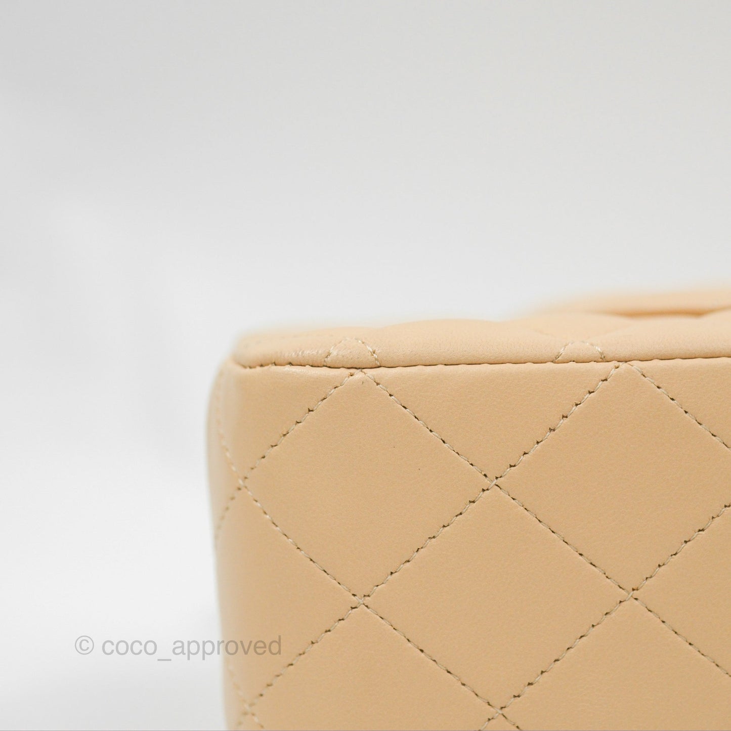 Chanel Classic M/L Medium Flap Quilted Beige Lambskin Silver Hardware