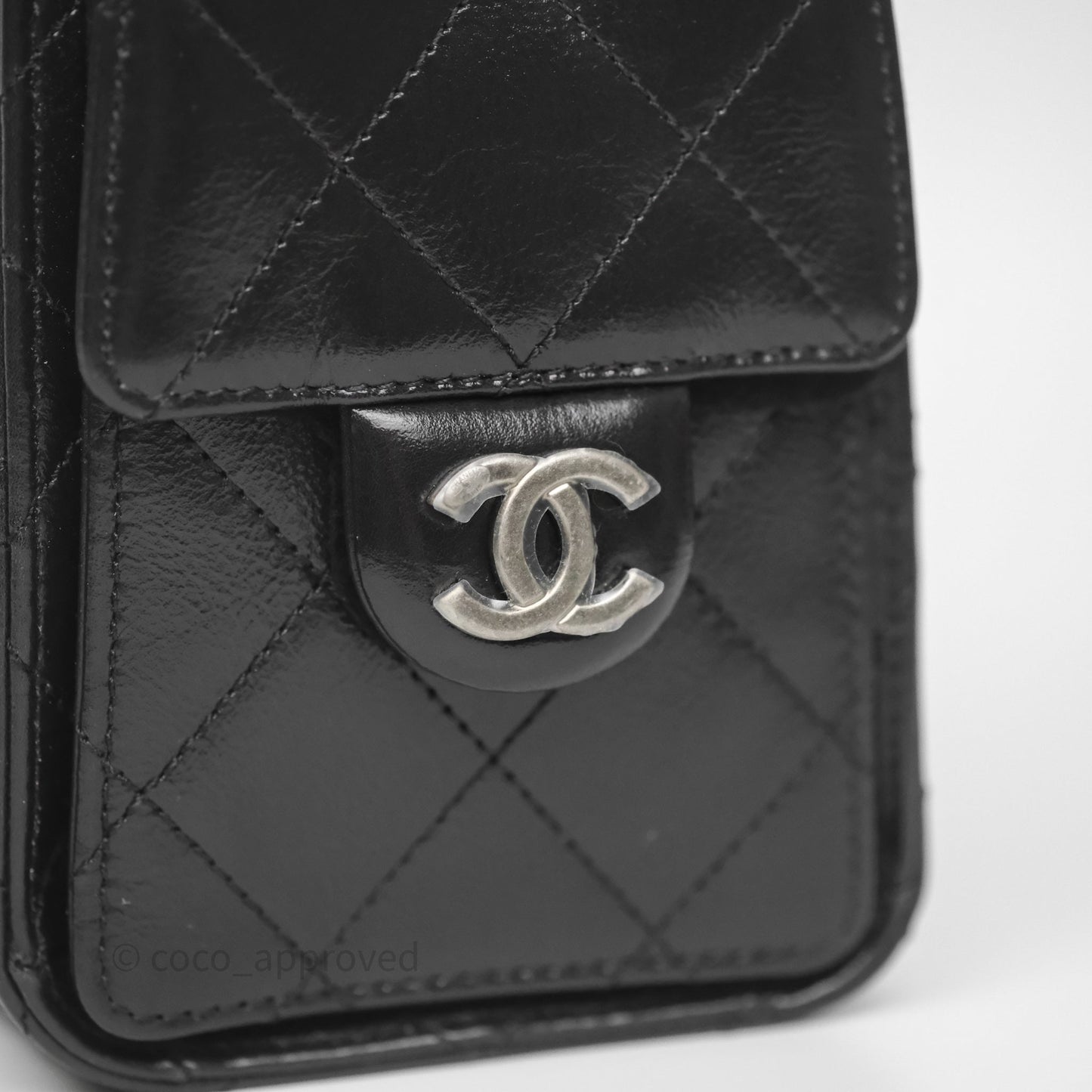 Chanel 25 Mini Black Shiny Crumpled Calfskin Mixed Hardware