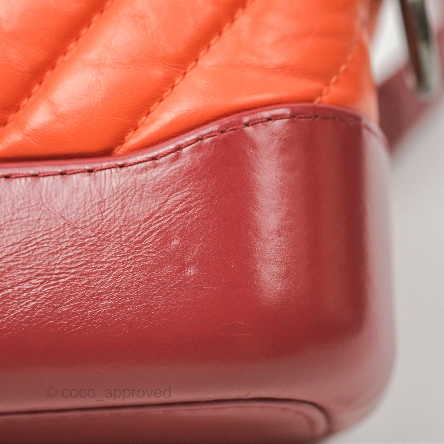 Chanel Small Gabrielle Hobo Chevron Orange Red Aged Calfskin