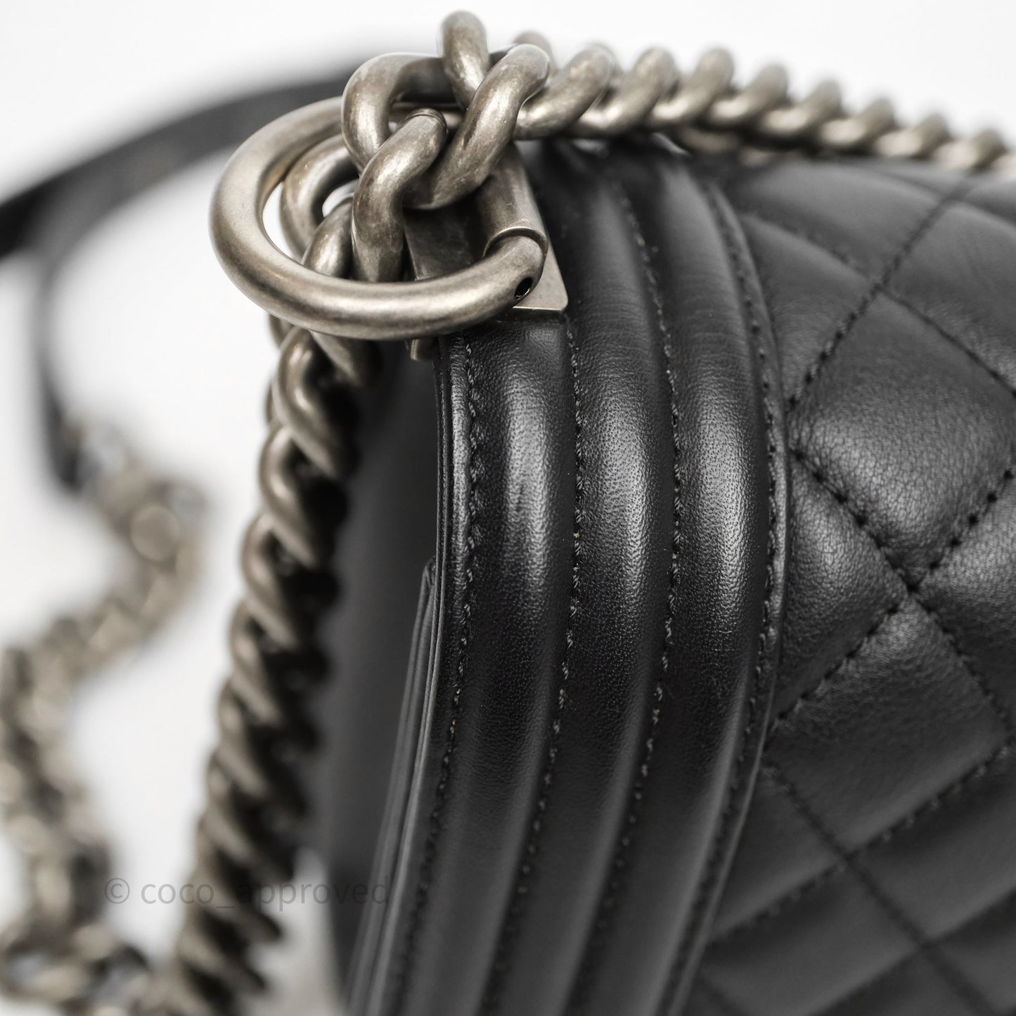 Chanel Quilted Medium Boy Black Calfskin Ruthenium Hardware
