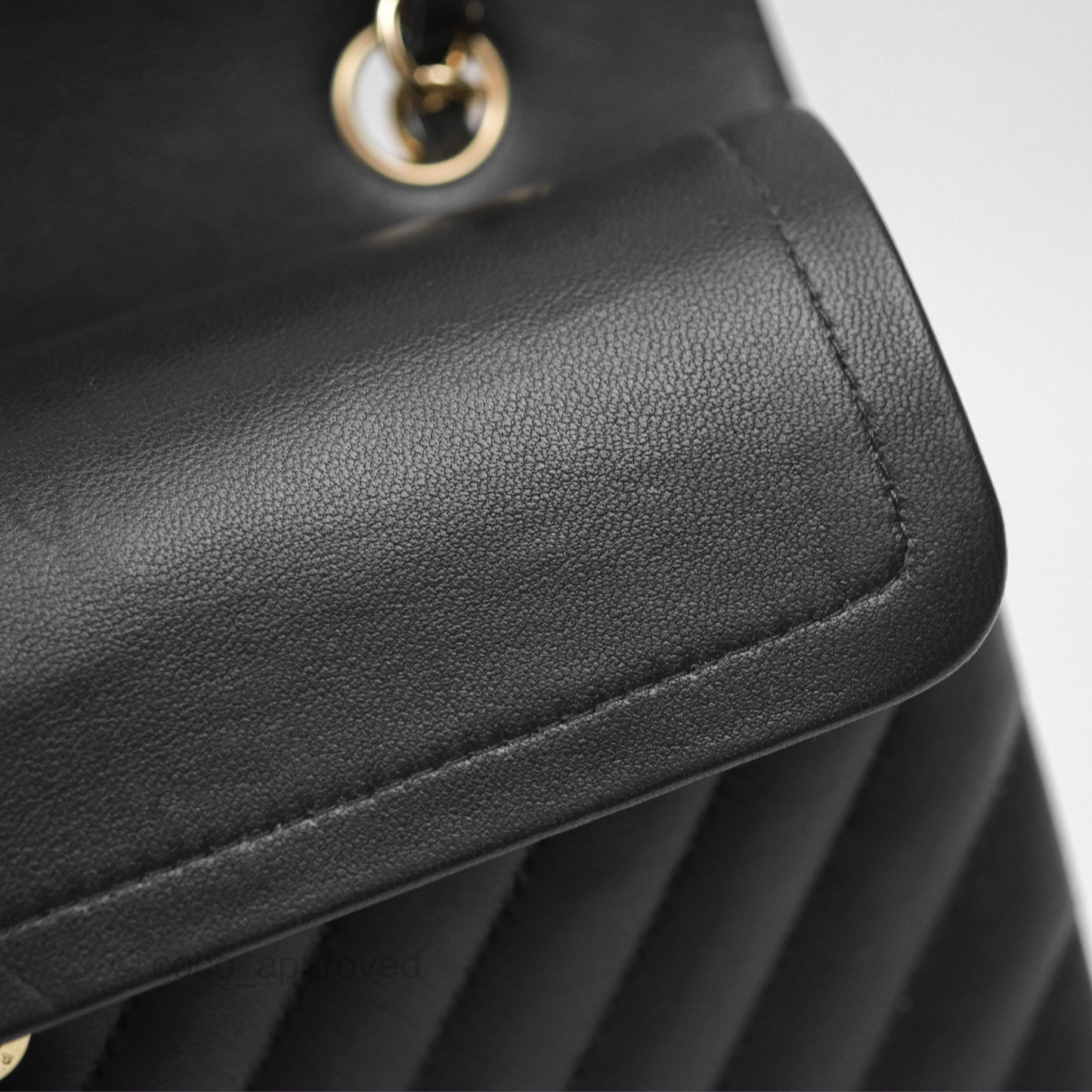 Chanel Small Classic Flap Chevron Black Lambskin Gold Hardware