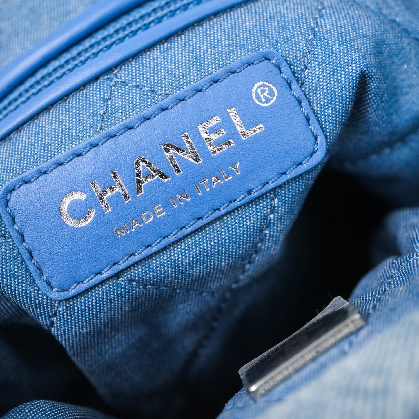 Chanel 22 Small Backpack Blue Denim Ruthenium Hardware