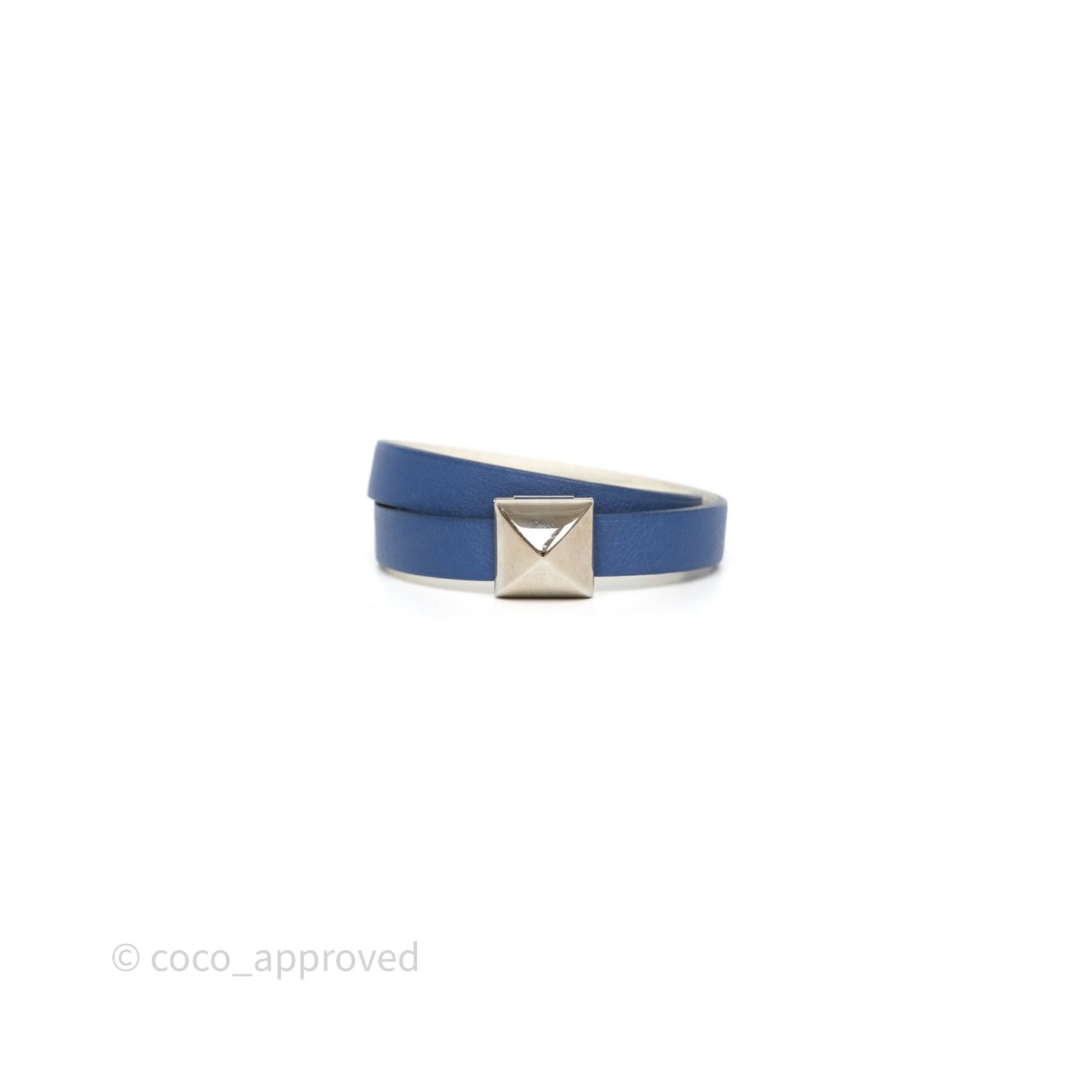 Hermes Cuir Medor Infini Double Tour Bracelet Bleu Brighton Swift Palladium Hardware