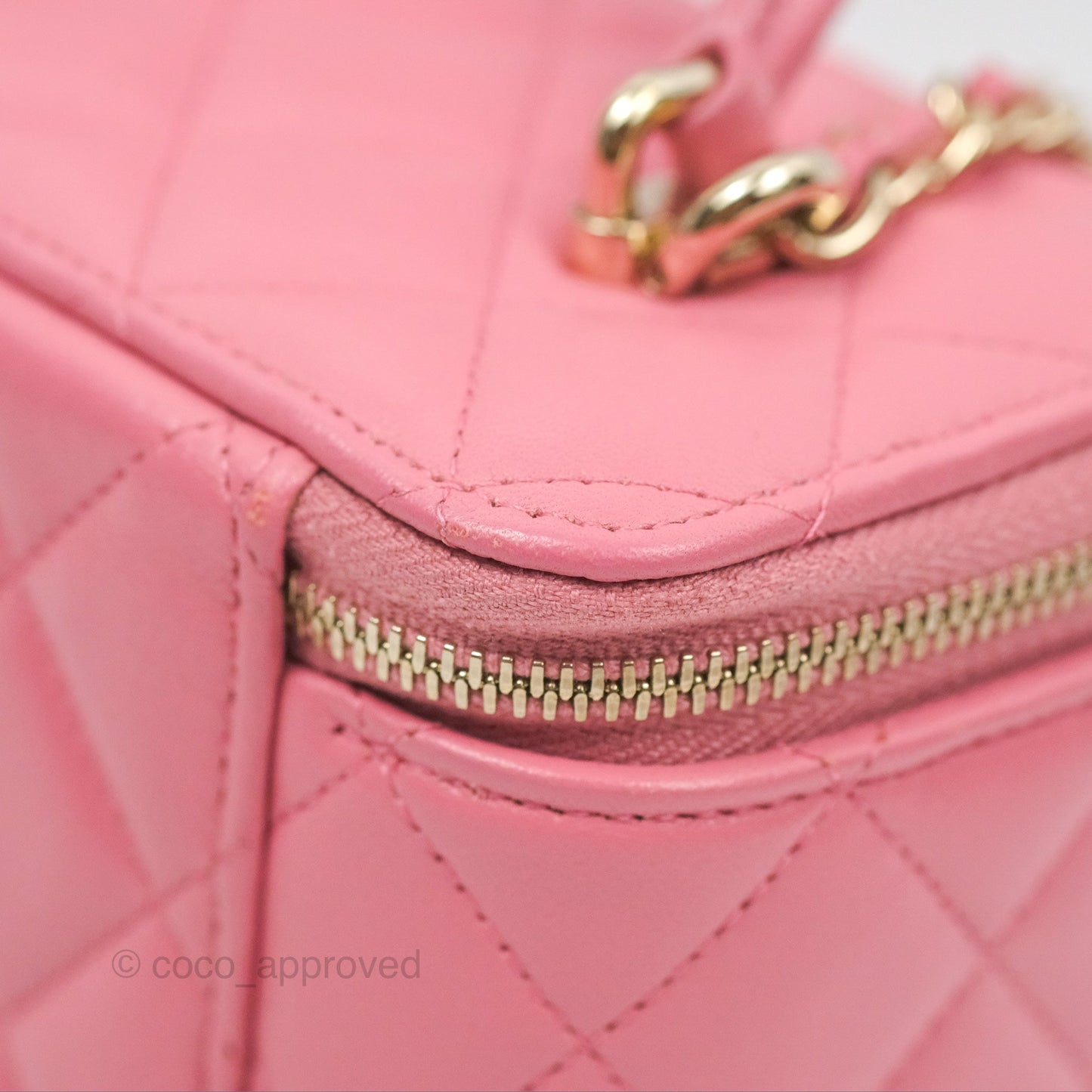 Chanel Vanity Rectangular Top Handle Pink Lambskin Gold Hardware