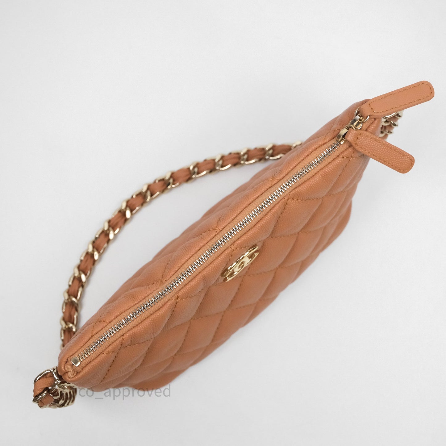 Chanel Small Hobo Shoulder Bag Caviar Beige Gold Hardware