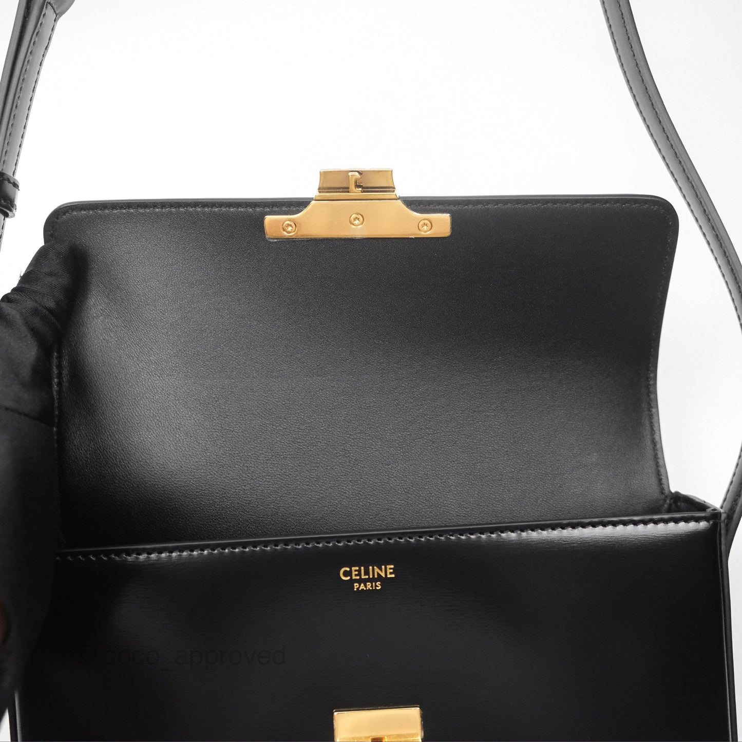 Celine Triomphe Shoulder Bag Black Calfskin