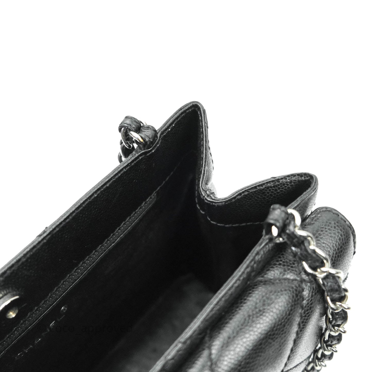 Chanel Quilted Black Caviar Tote Silver Hardware