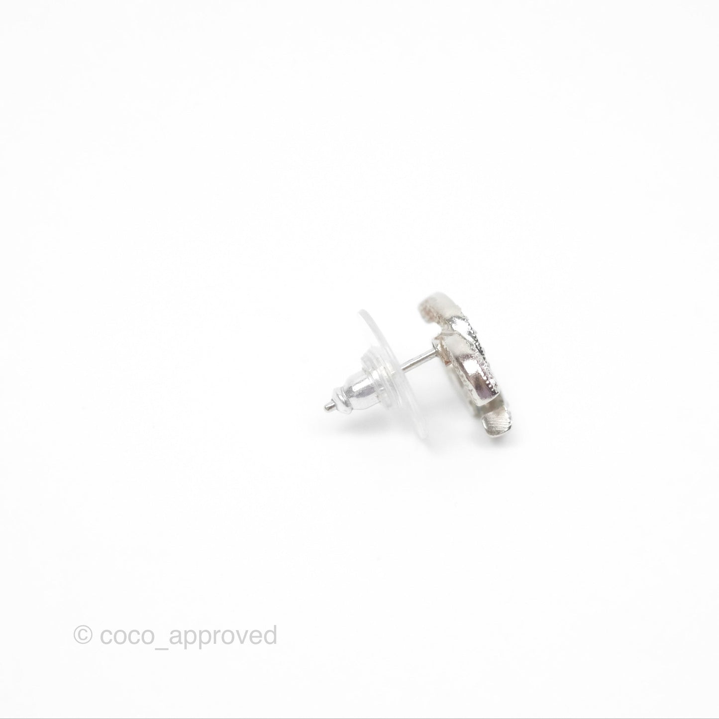 Chanel CC Crystal Earrings Silver Tone 21V