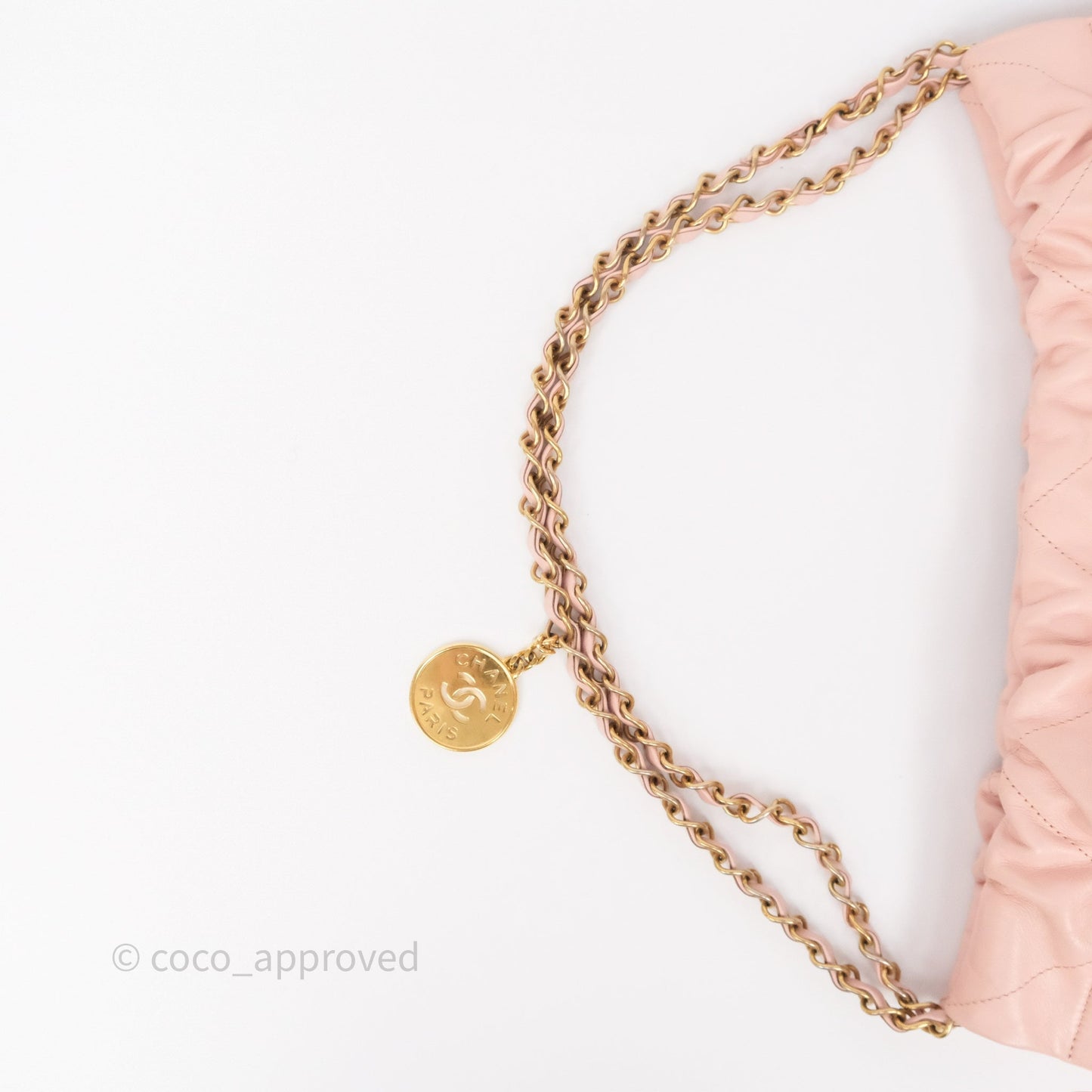 Chanel 22 Medium Pink Crumpled Calfskin Aged Gold Hardware
