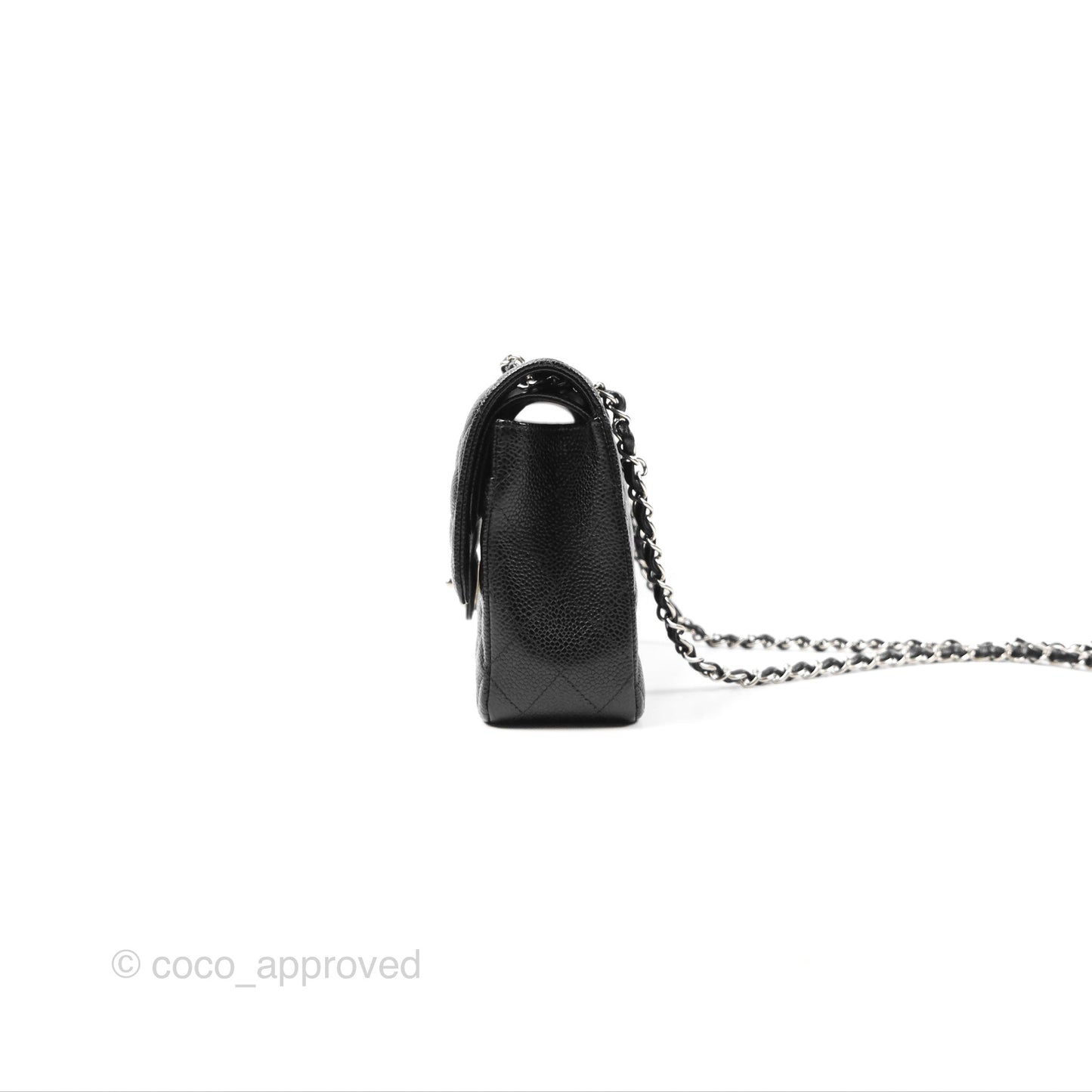 Chanel Classic M/L Medium Flap Quilted Black Caviar Silver Hardware