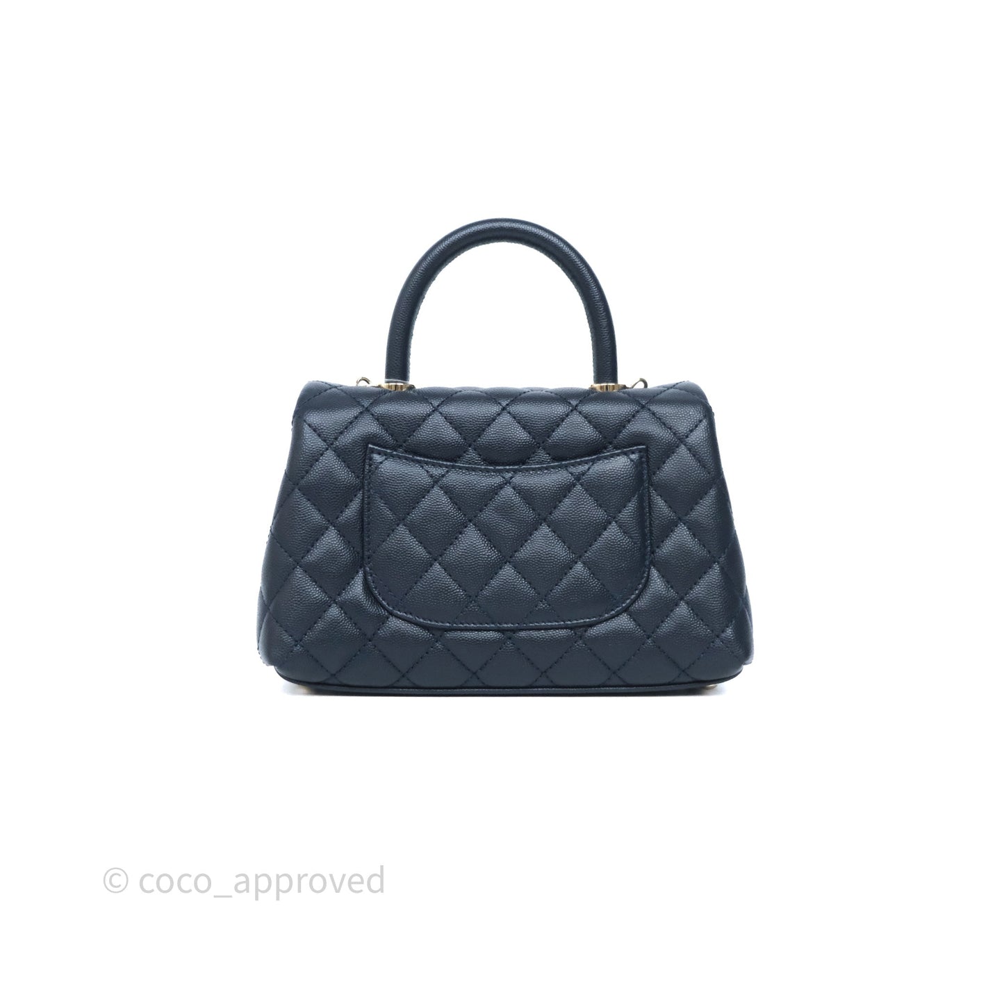 Chanel Small Coco Handle Navy Caviar Light Gold Hardware