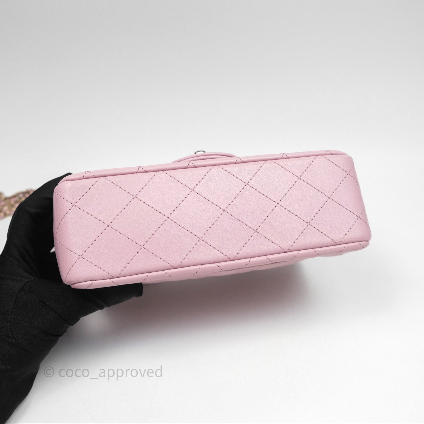 Chanel Top Handle Mini Rectangular Flap Pink Lambskin Gold Hardware