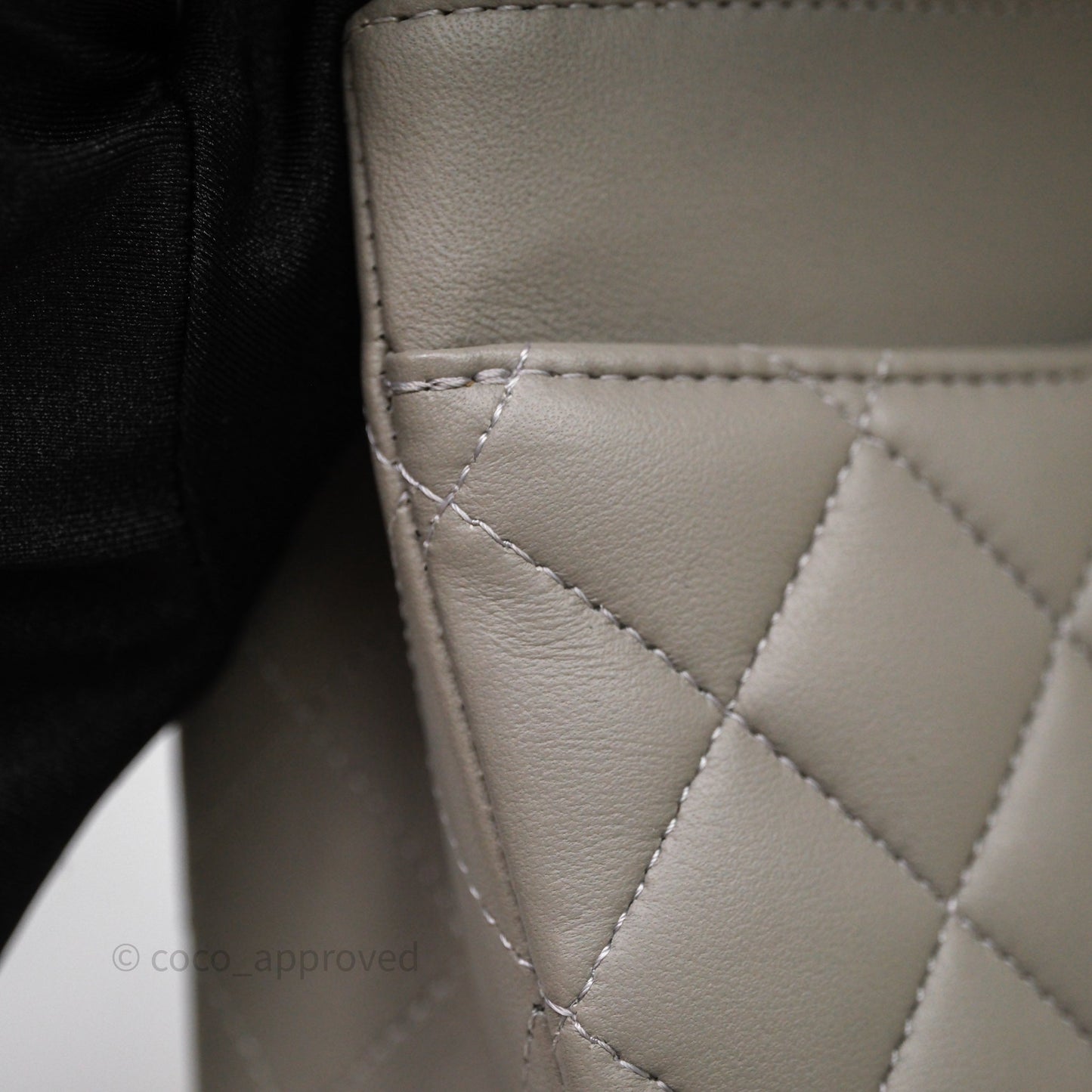 Chanel Classic M/L Medium Flap Quilted Grey Lambskin Silver Hardware