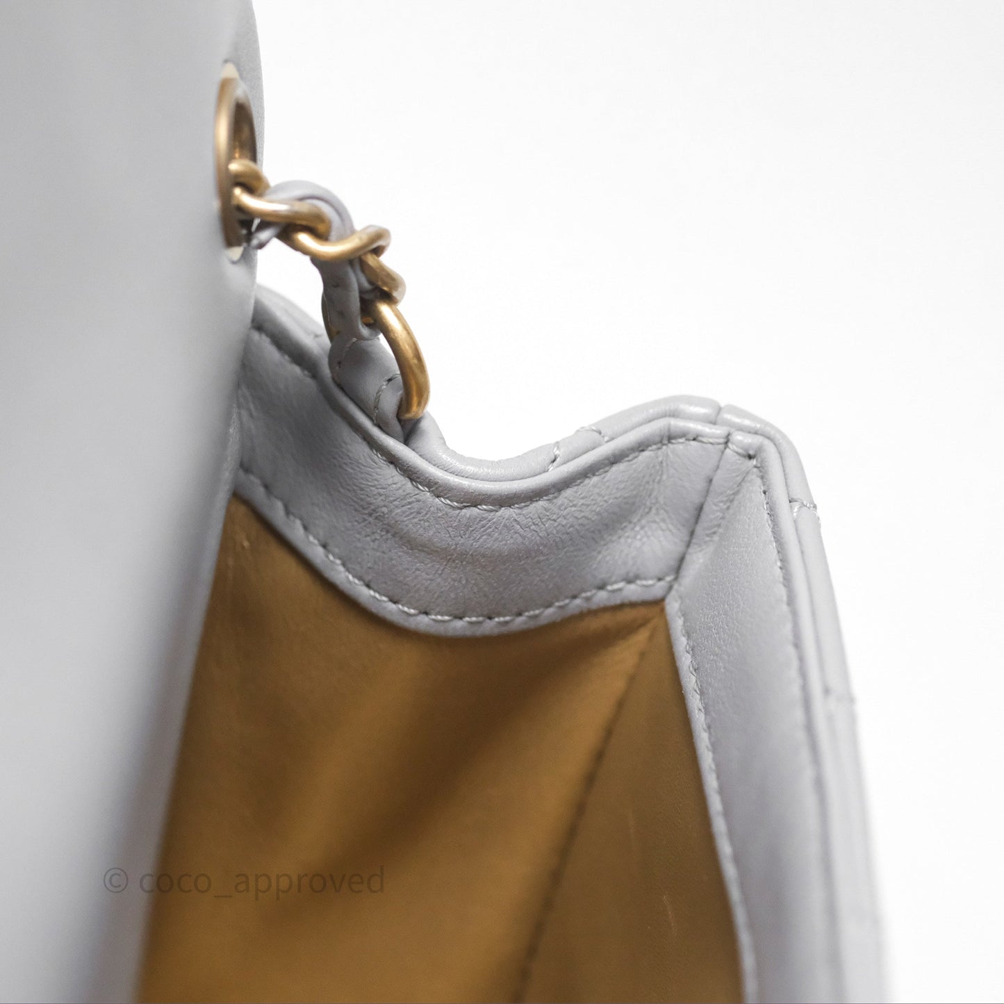 Chanel Pearl Crush Mini Rectangular Quilted Grey Lambskin Aged Gold Hardware