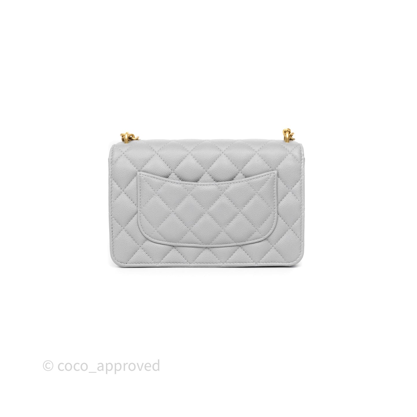 Chanel Heart Adjustable Chain WOC Grey Caviar Aged Gold Hardware